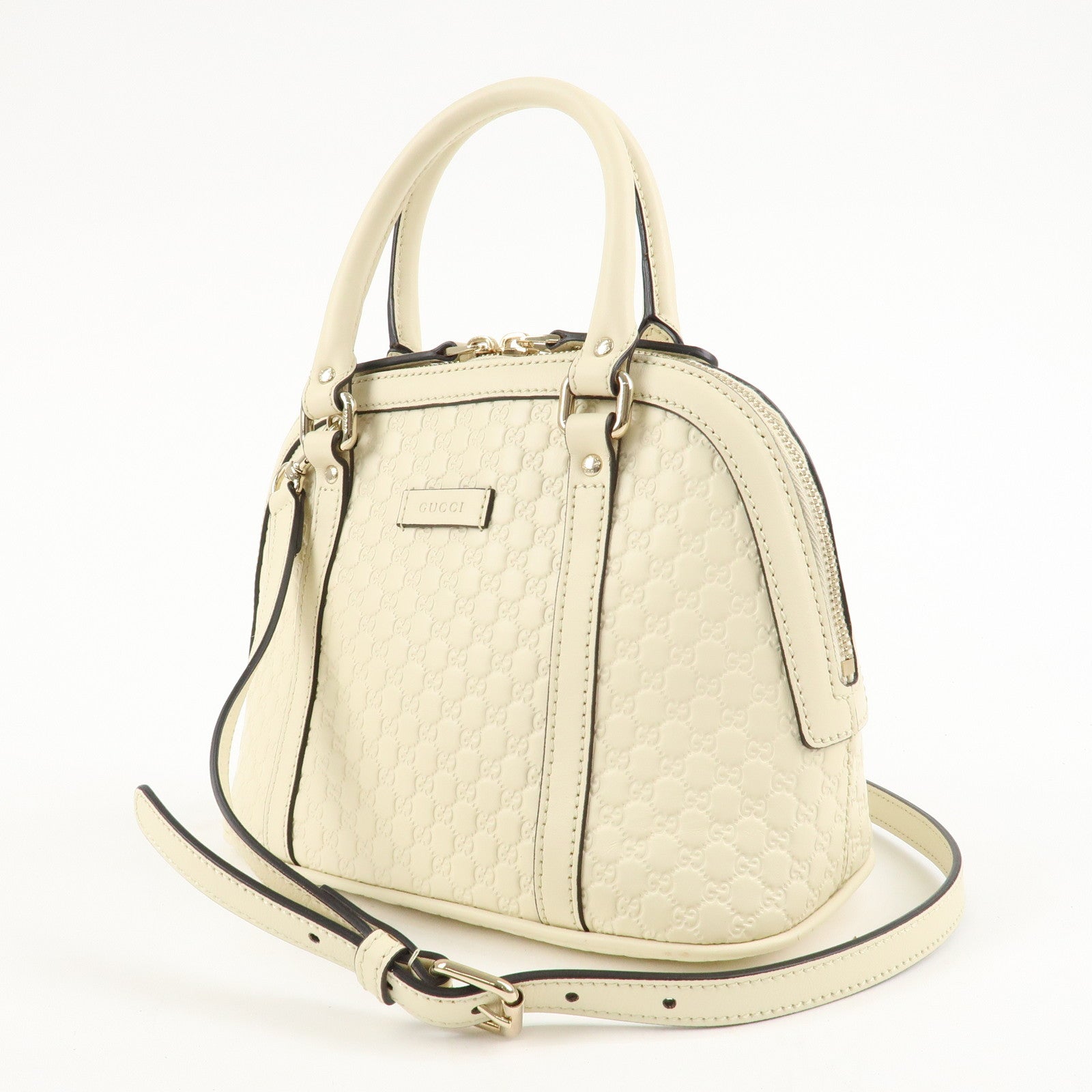 GUCCI Micro Guccissima Leather 2WAY Bag Hand Bag Ivory 449654