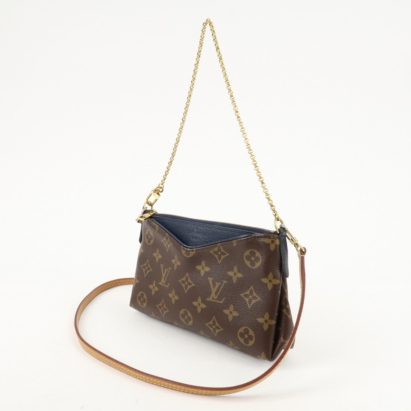 Louis Vuitton Monogram Pallas Clutch Bag Hand Bag Shoulder Strap