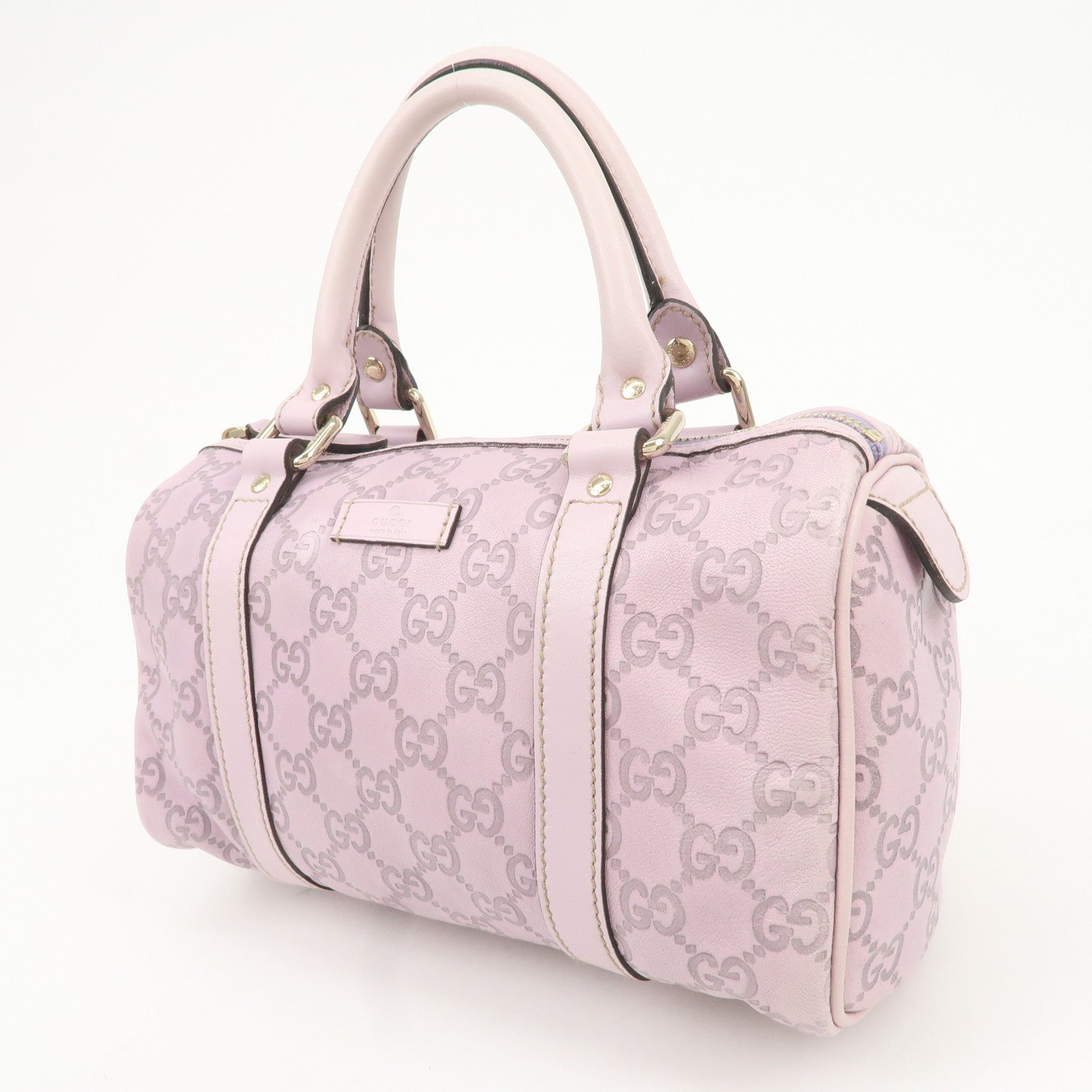 GUCCI Guccissima Leather Mini Boston Bag Light Purple 193604 Used