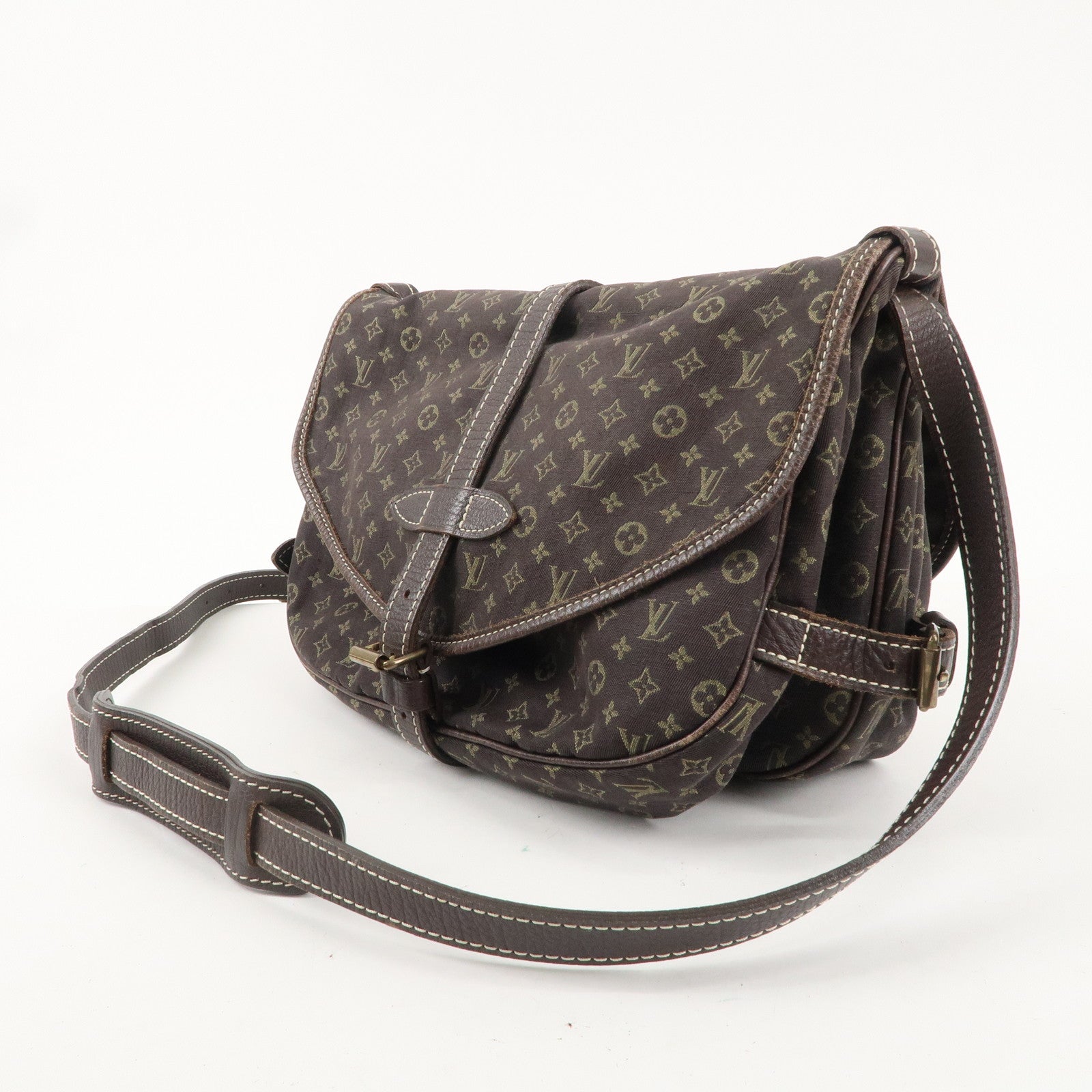 Louis Vuitton Monogram Mini Lin Saumur 30 Ebene Brown M95227