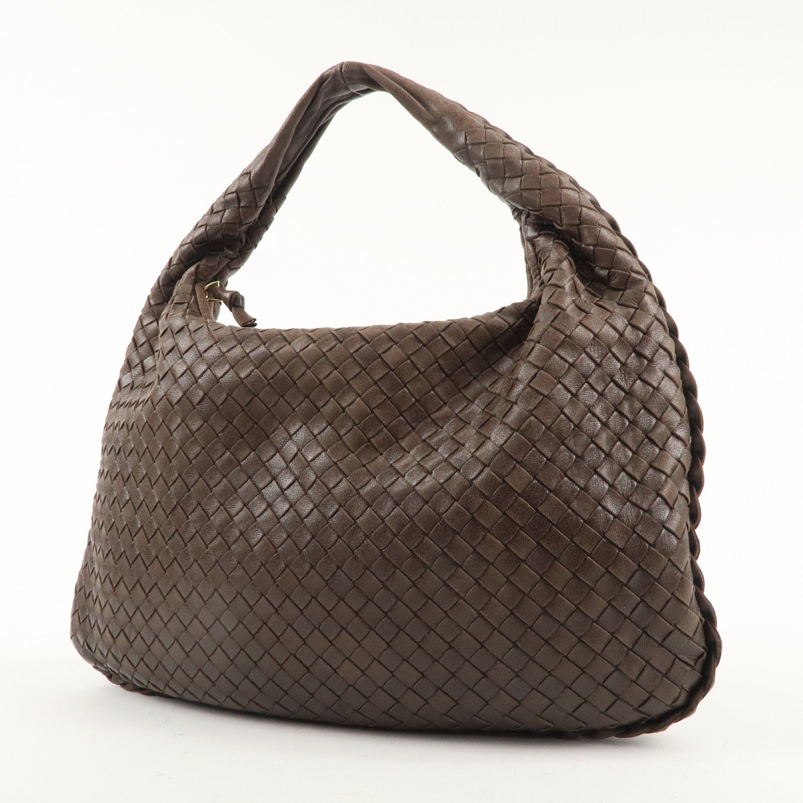 BOTTEGA VENETA Hobo Intrecciato Leather Shoulder Bag Brown 115653