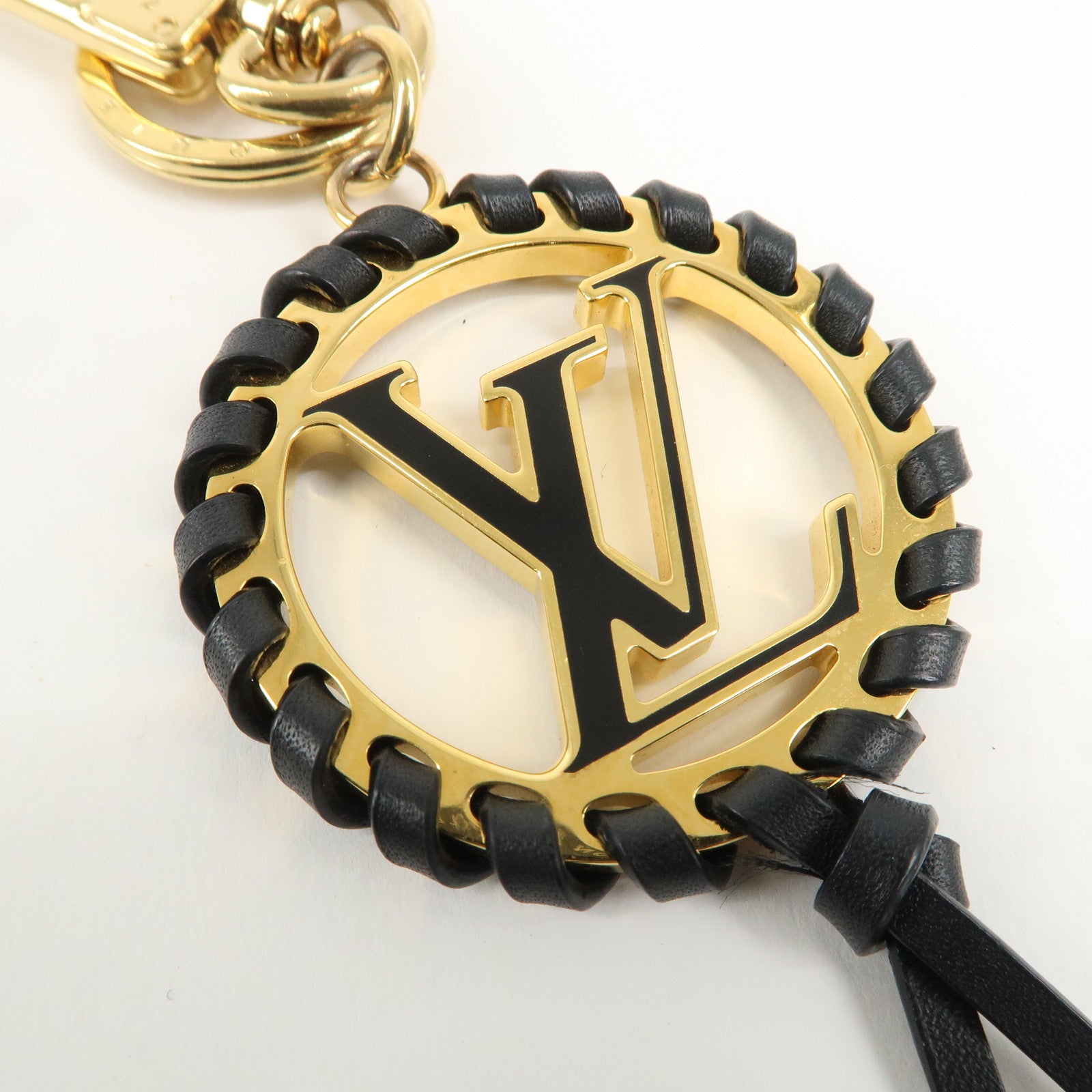 Louis Vuitton Berry Bag Charm Key Holder Gold Black M63082