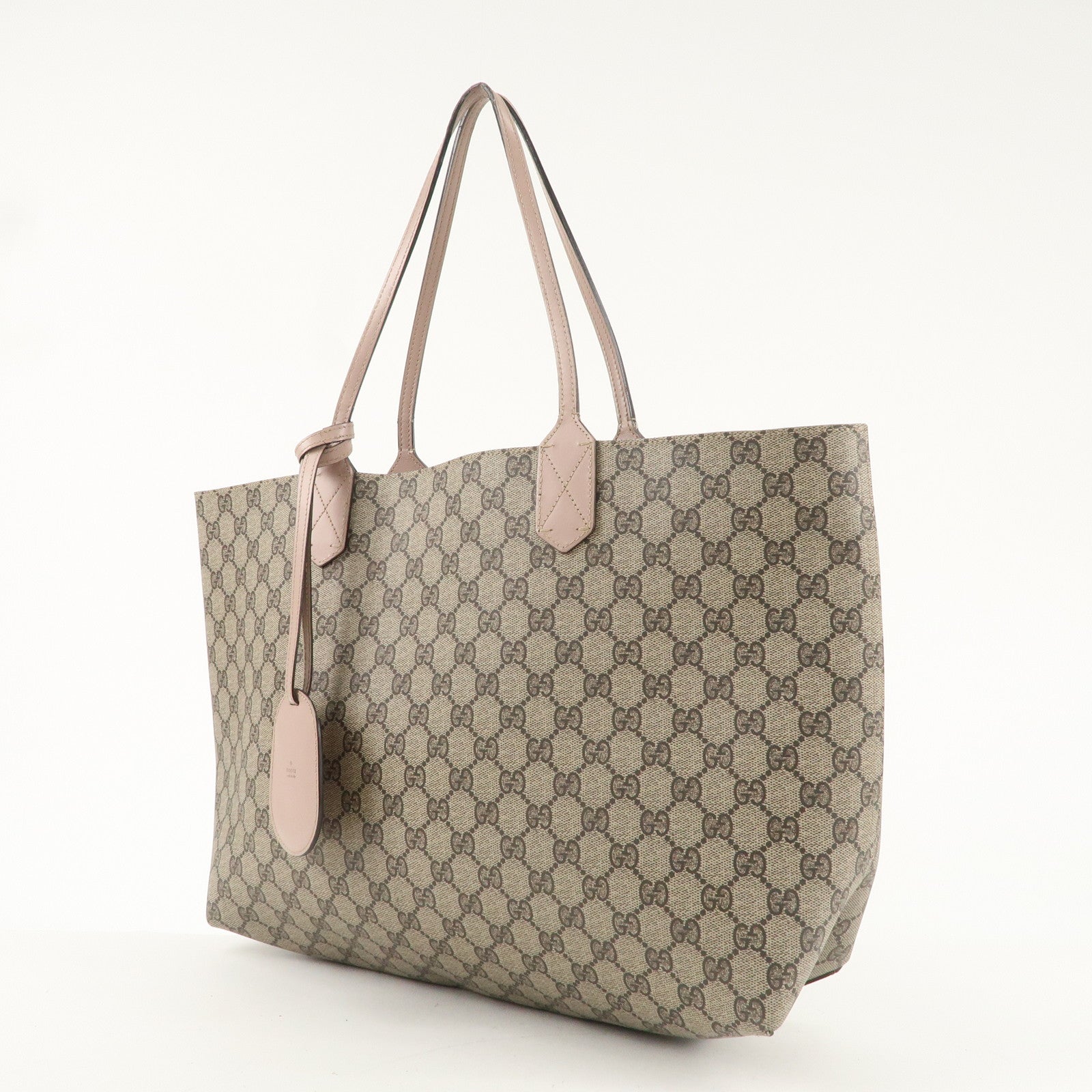 GUCCI GG Supreme Leather Reversible Tote Bag Beige Pink 258568