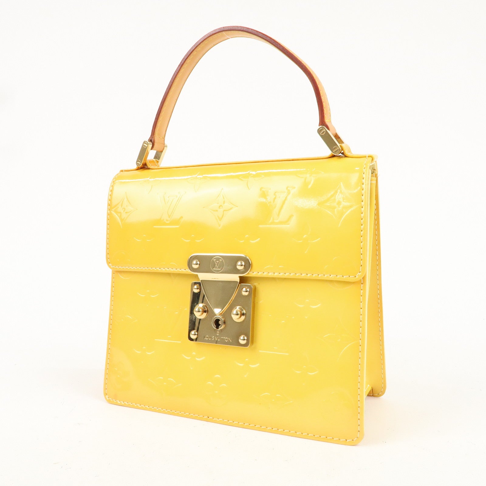 Louis Vuitton Vernis Spring Street Hand Bag Lime Yellow M91068