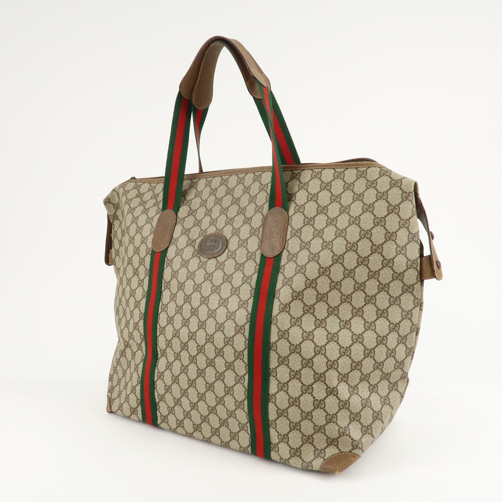 GUCCI Old GUCCI Sherry GG Plus Leather Tote Bag Beige 89.19.012 Used