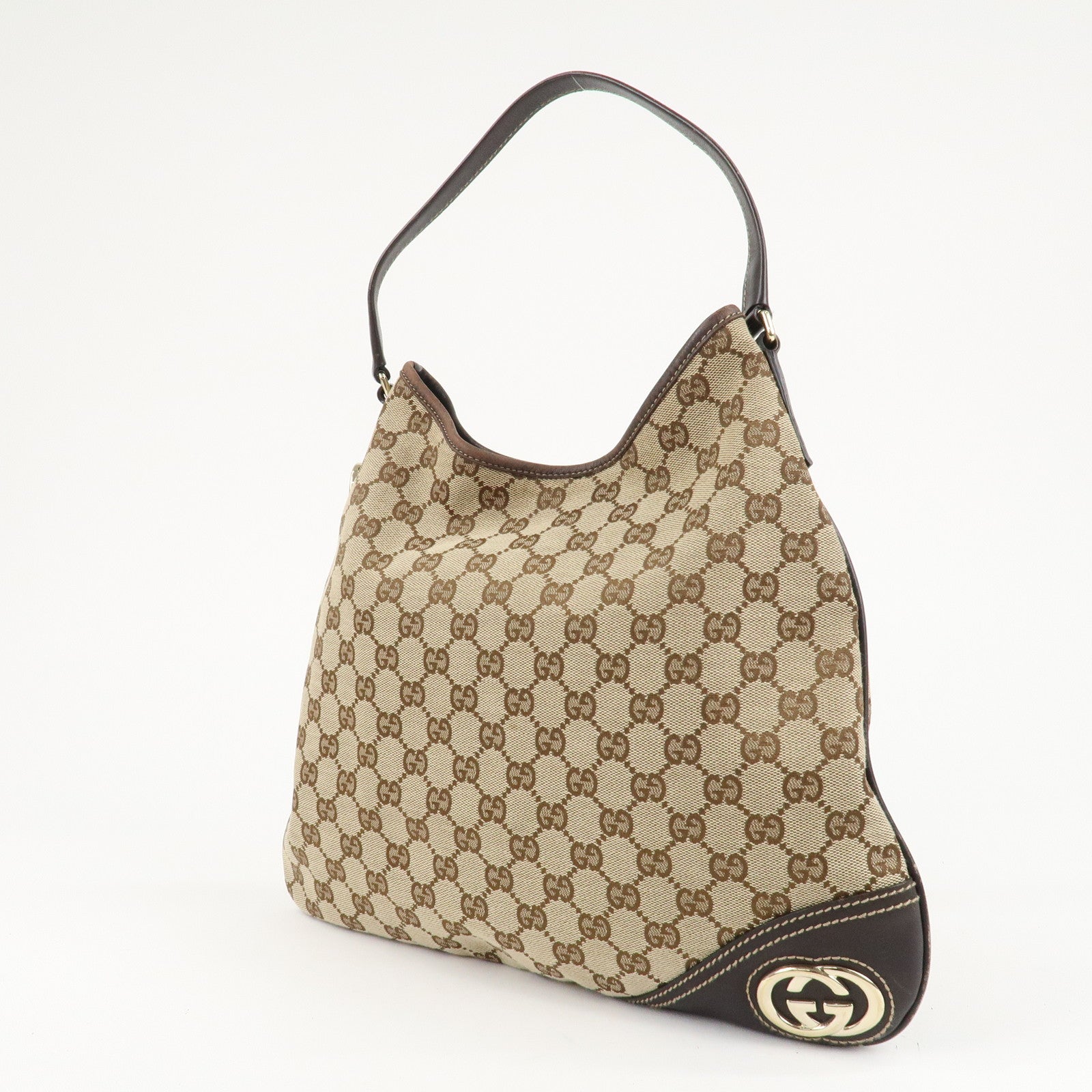 GUCCI Interlocking G GG Canvas Leather Shoulder Bag 169947 Used