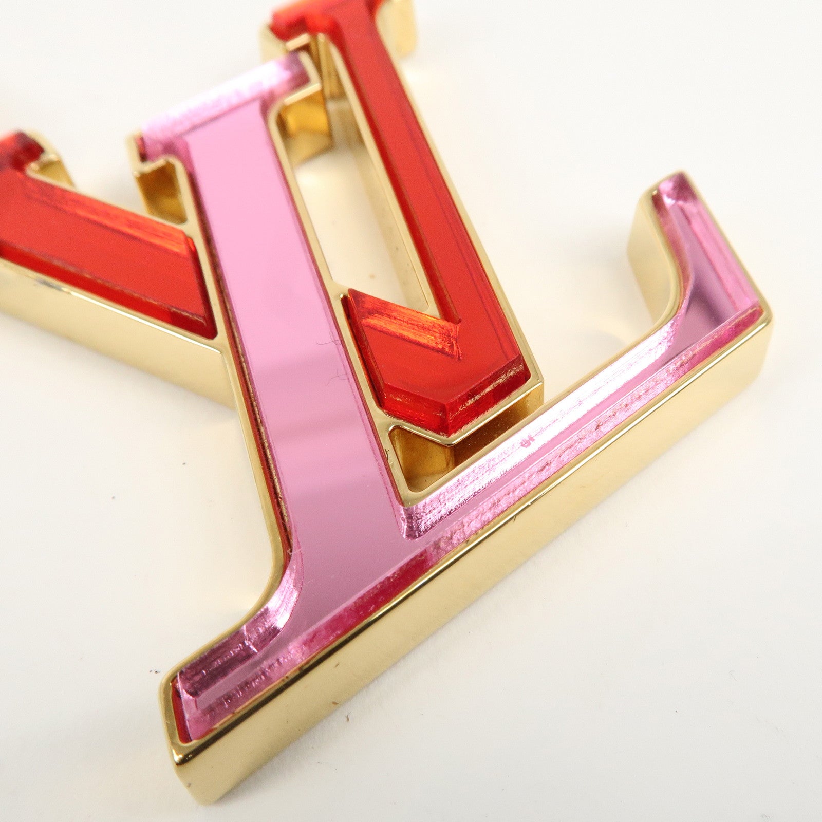 Louis Vuitton Logo Keyring Charm Glass Bag Charm Pink Red M69559