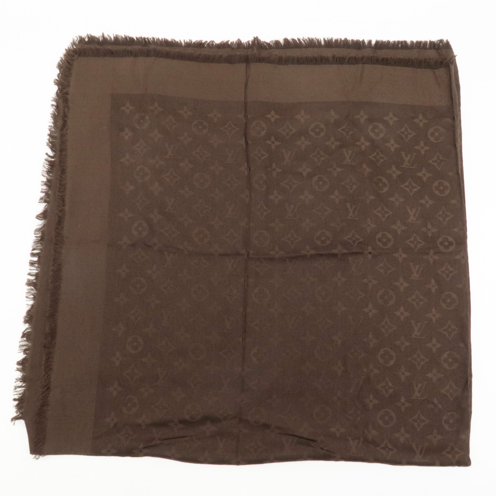 Louis Vuitton Monogram Silk Wool Stole Brown 402336 Used