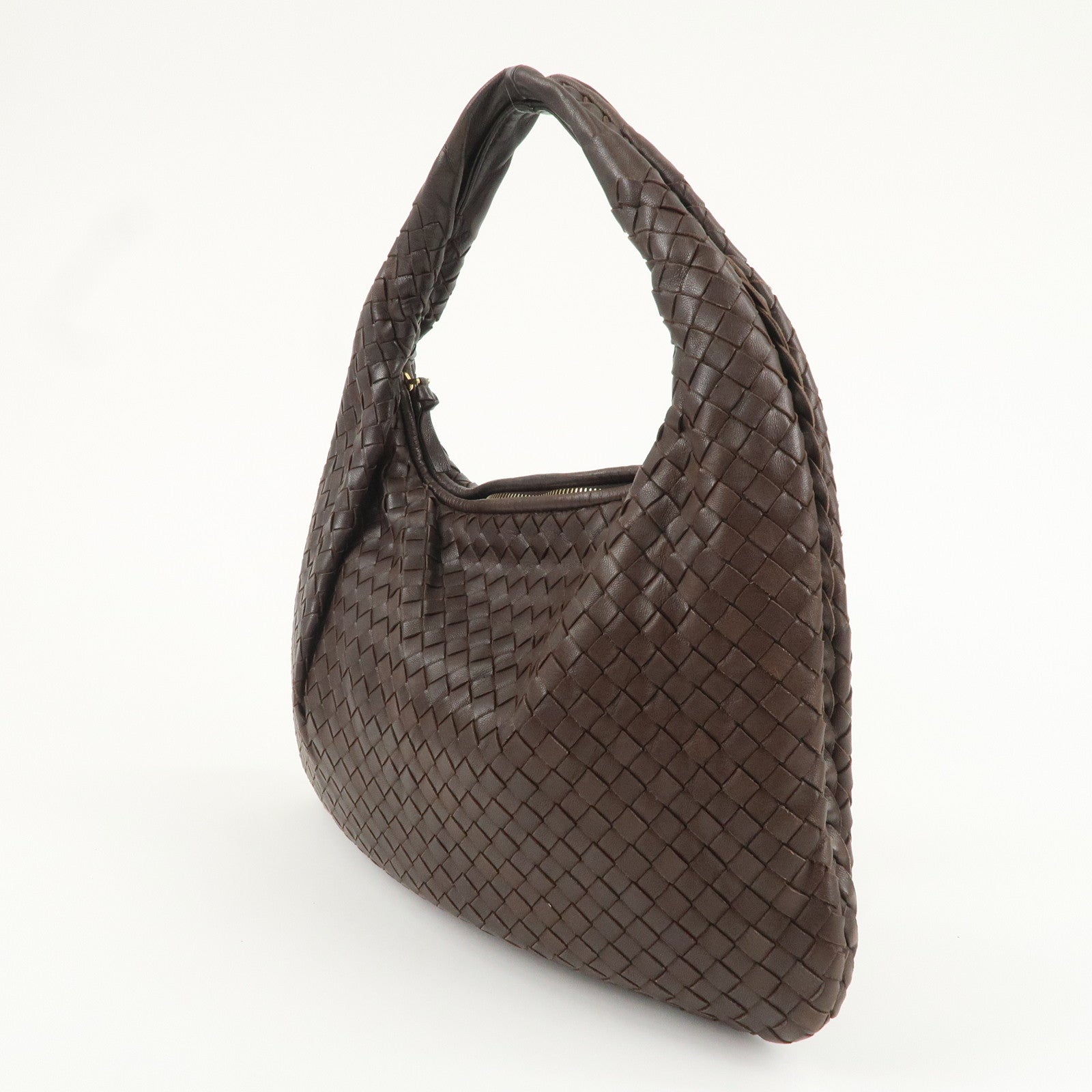 BOTTEGA VENETA Hobo Intrecciato Leather Shoulder Bag Brown 115653