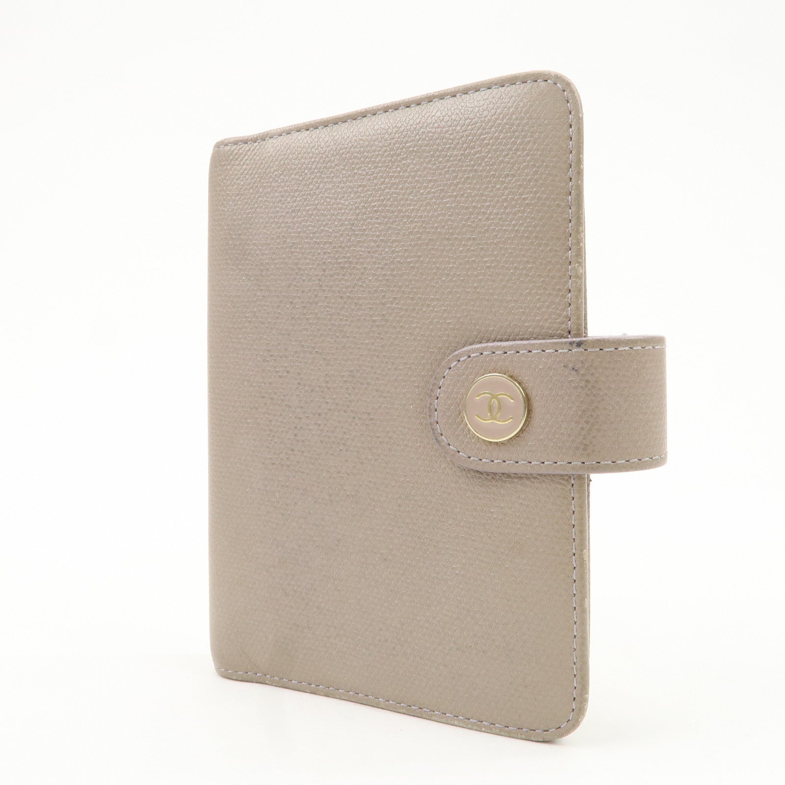 CHANEL COCO Button Leather Agenda Cover Gray