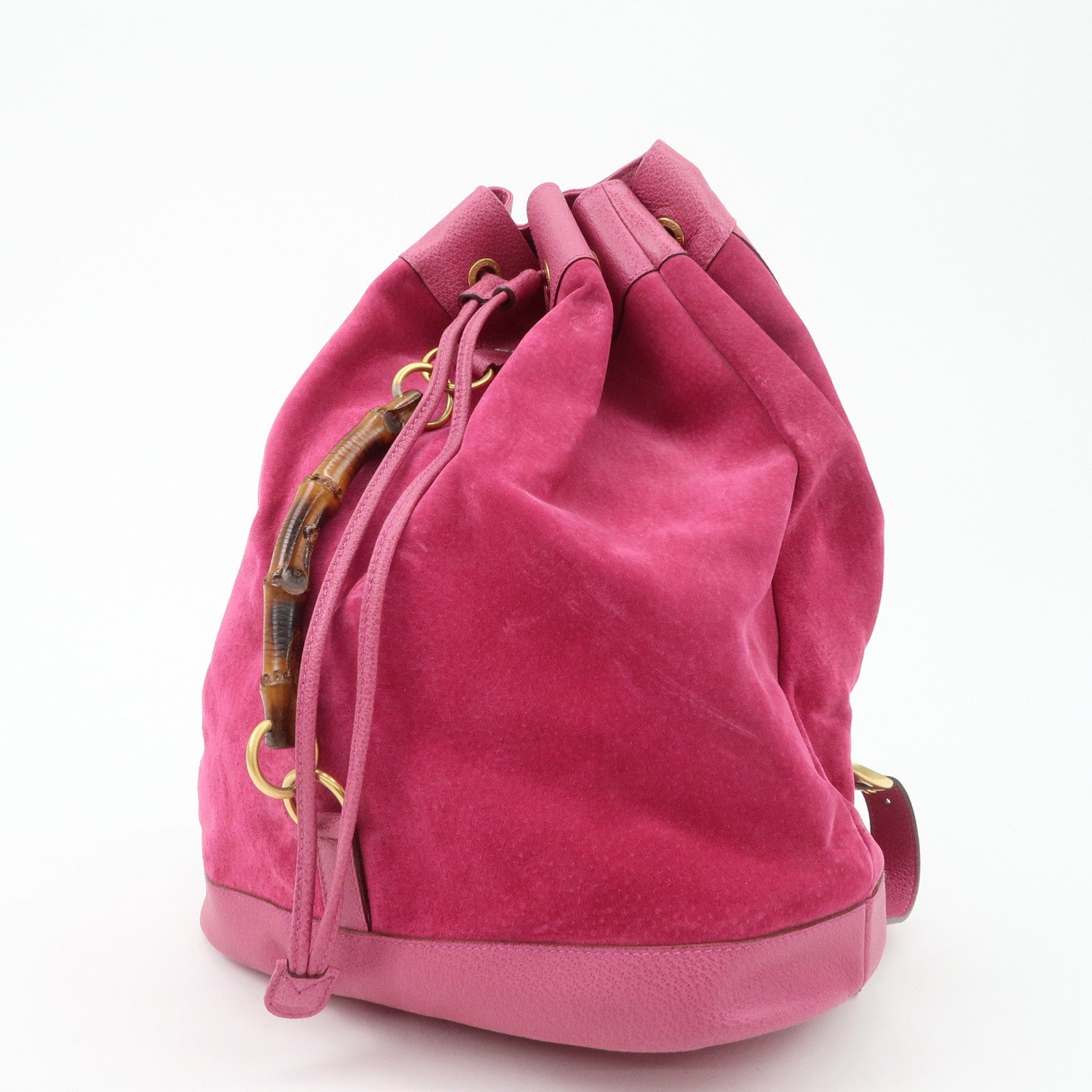 GUCCI Bamboo Suede Leather Back Pack Pink 003.2855.0043