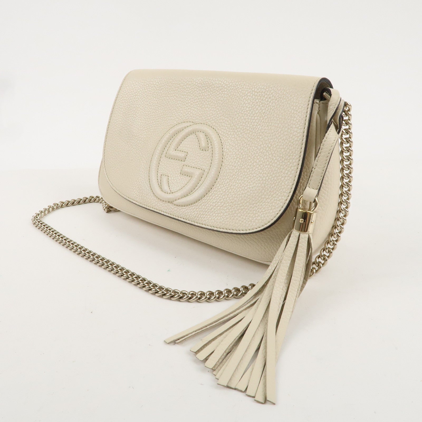 GUCCI Soho Leather Chain Shoulder Bag Ivory 536224