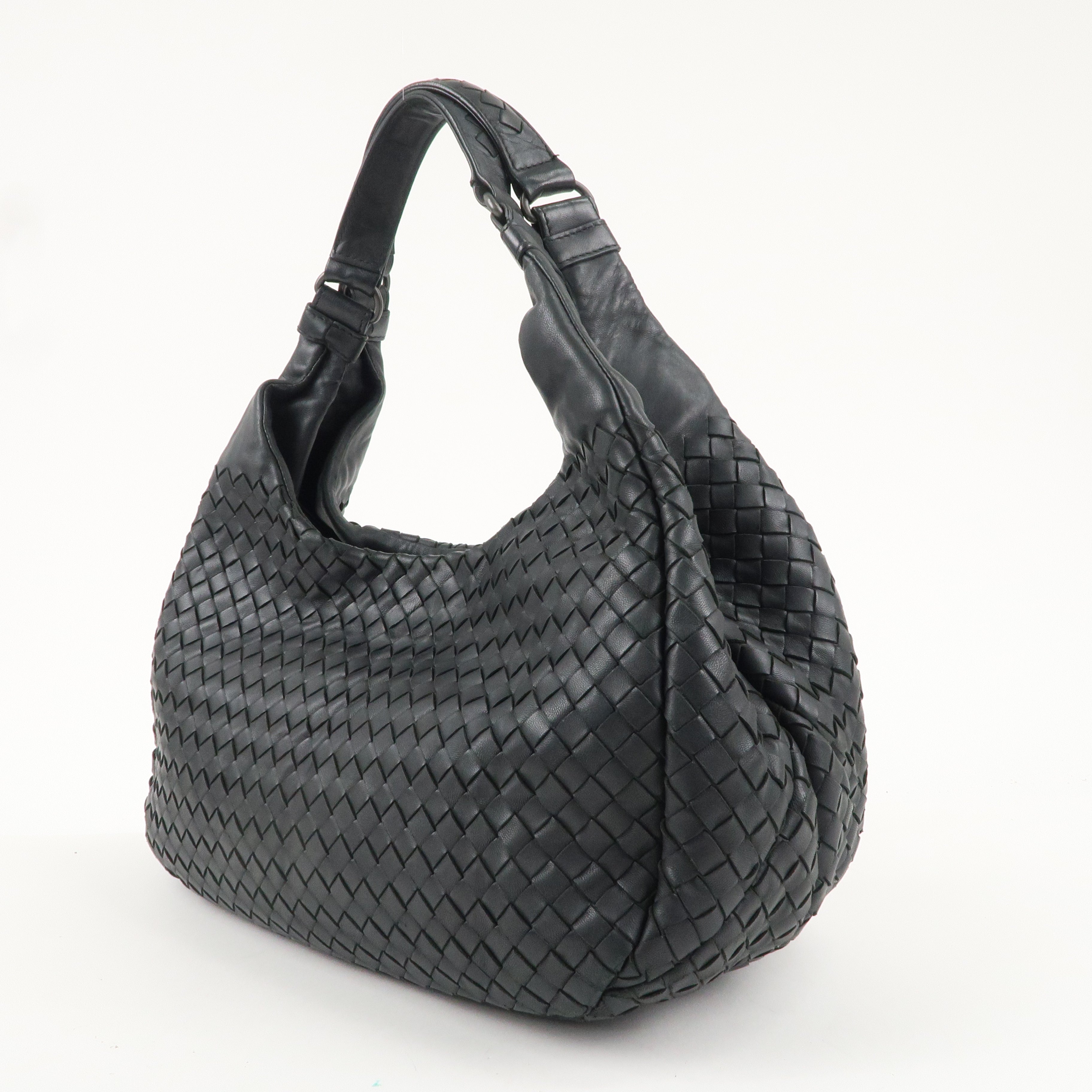 BOTTEGA VENETA Intrecciato Campana Shoulder Bag Black