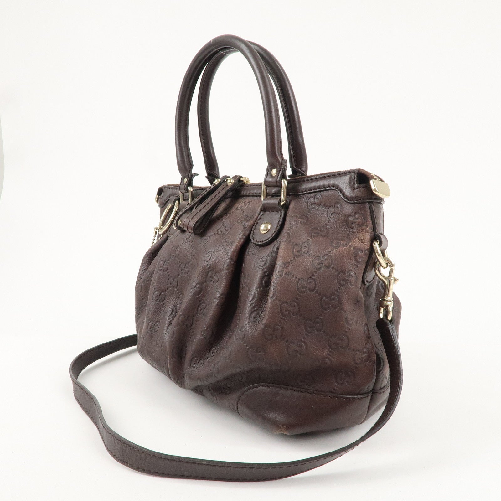 GUCCI Sukey Guccissima Leather 2Way Shoulder Bag Dark Brown 247902