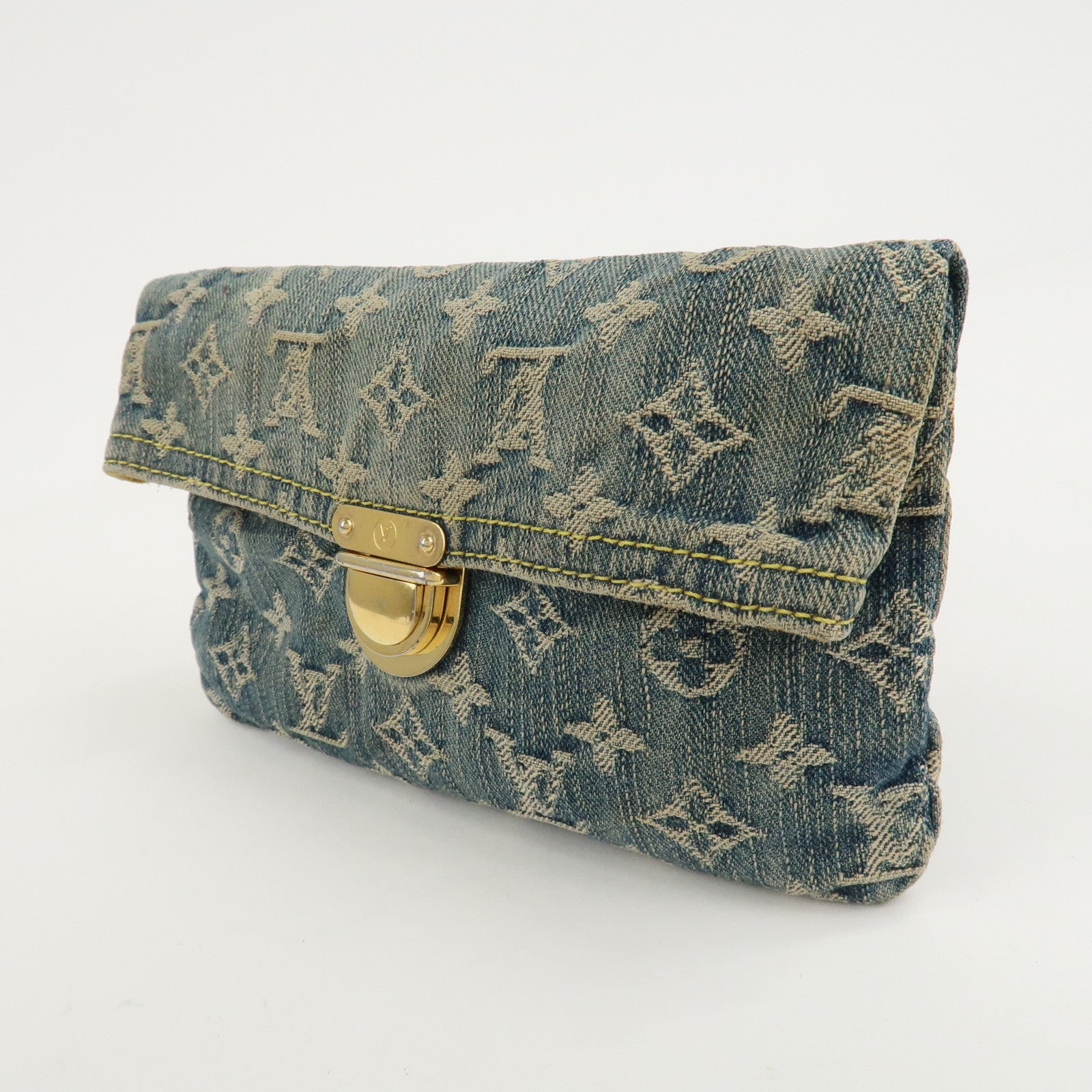 Louis Vuitton Monogram Denim Pochette Plat Pouch M95007 Used