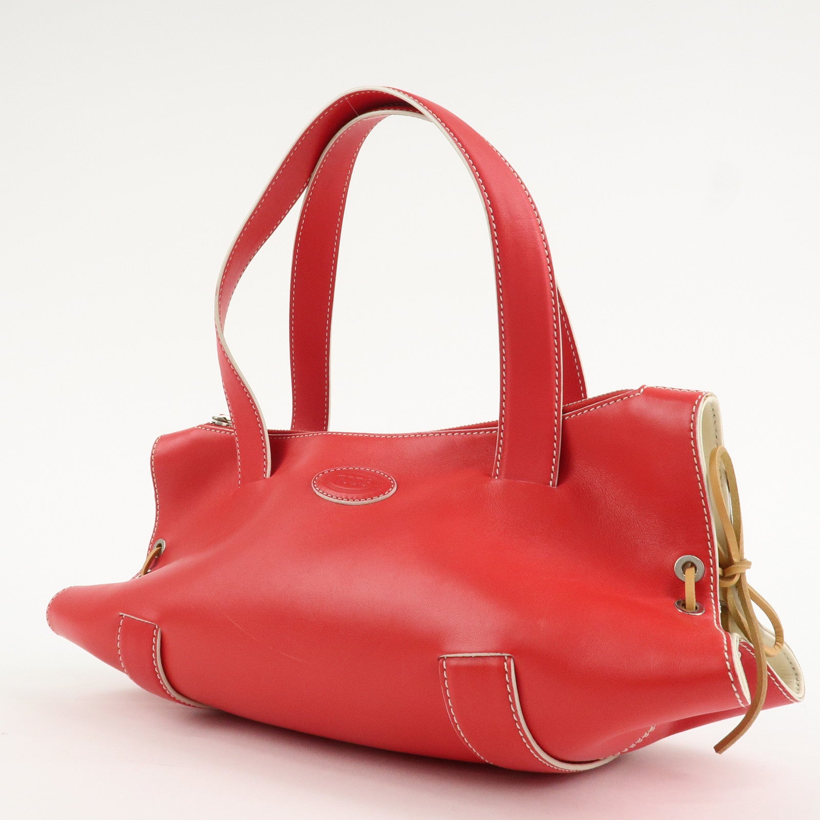 TOD
S Leather Hand Bag Shoulder Bag Red Used