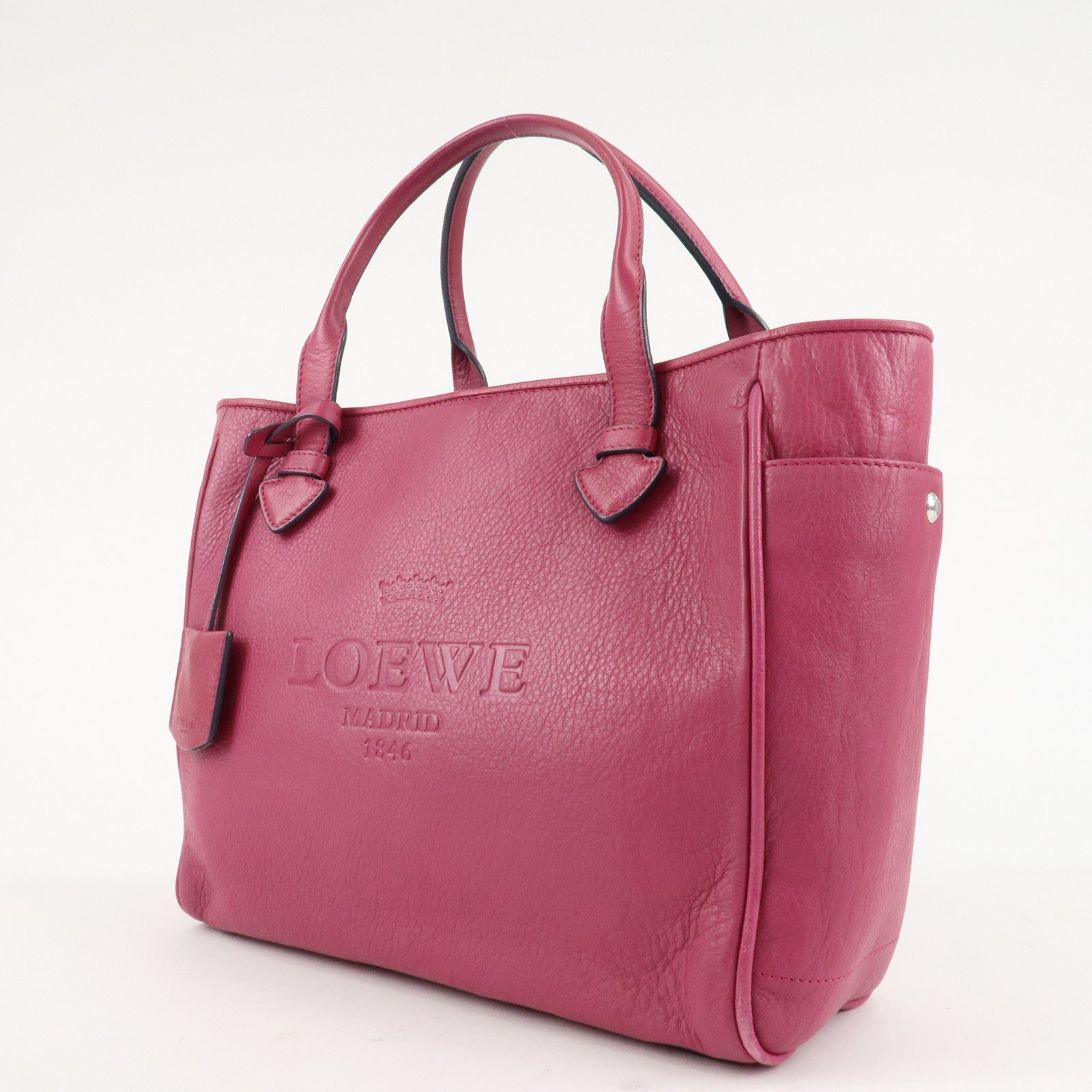 LOEWE Leather Tote Bag Hand Bag Shoulder Bag Medium Pink