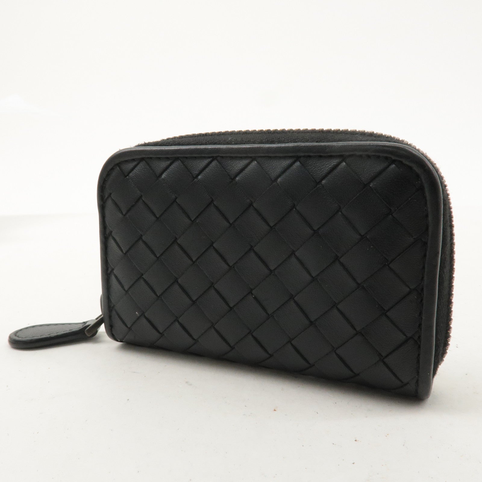 BOTTEGA VENETA Intrecciato Leather Coin Case Black 114075