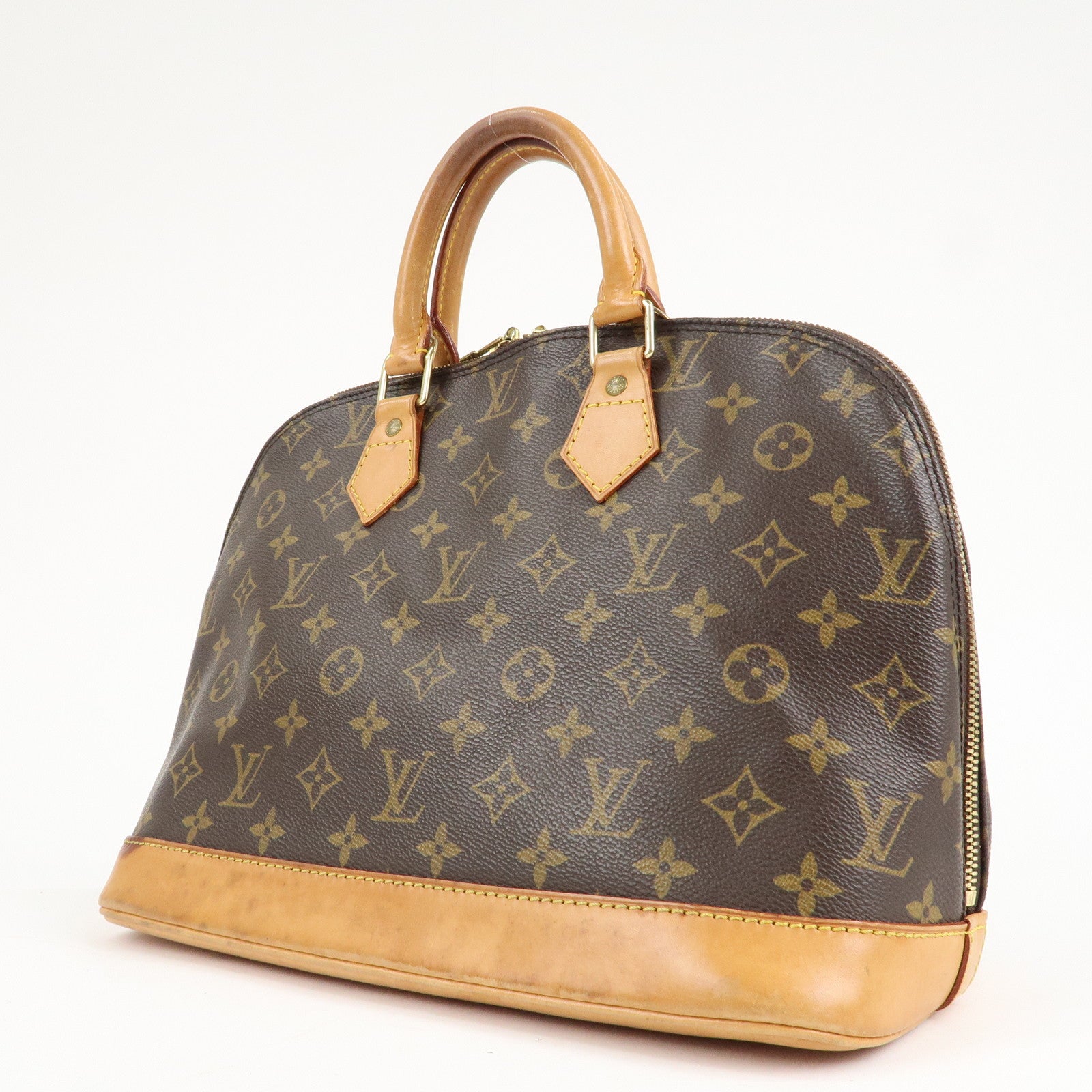 Louis Vuitton Monogram Alma Hand Bag Brown Gold Hardware M51130 Used