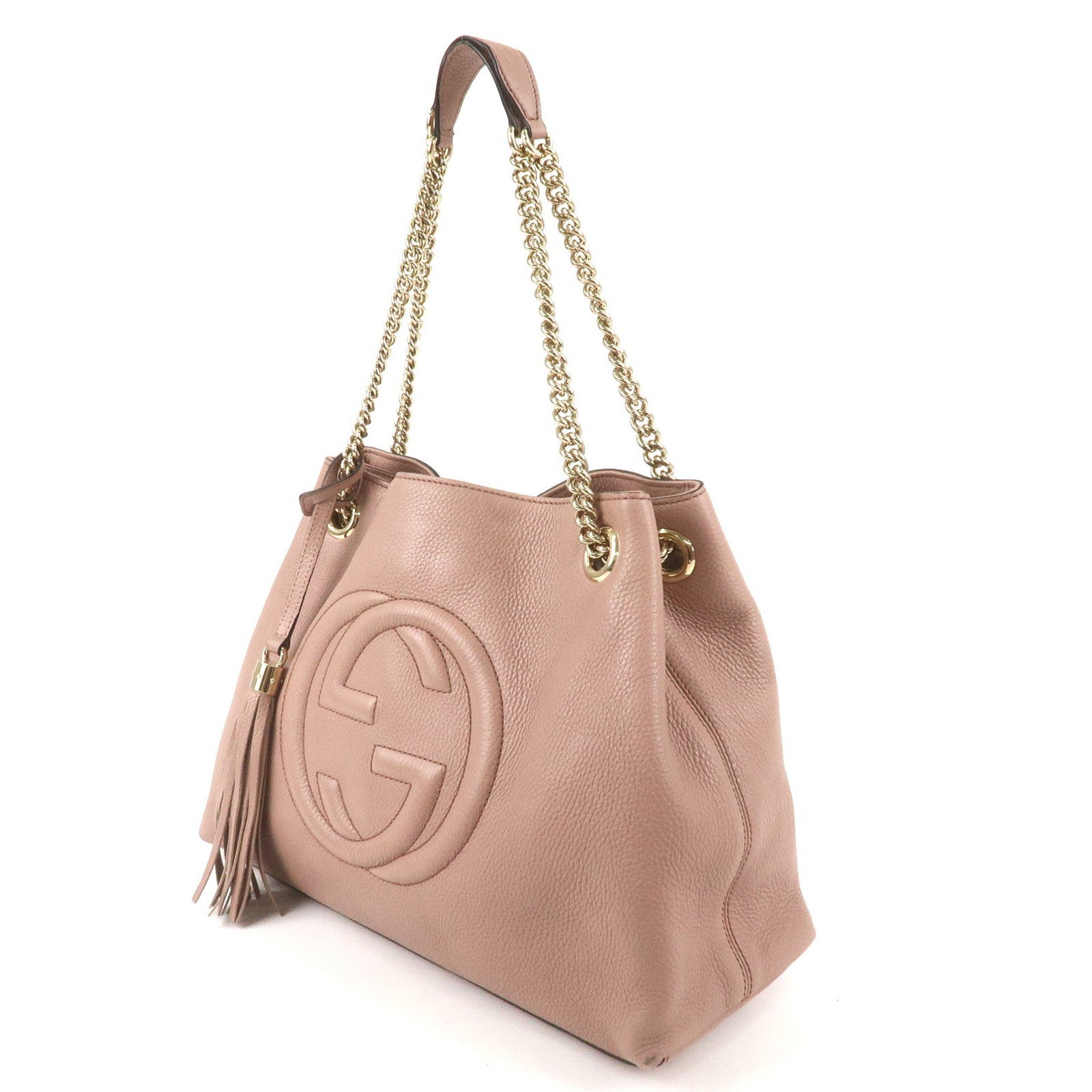 GUCCI SOHO Leather Chain Shoulder Bag Pink 308982