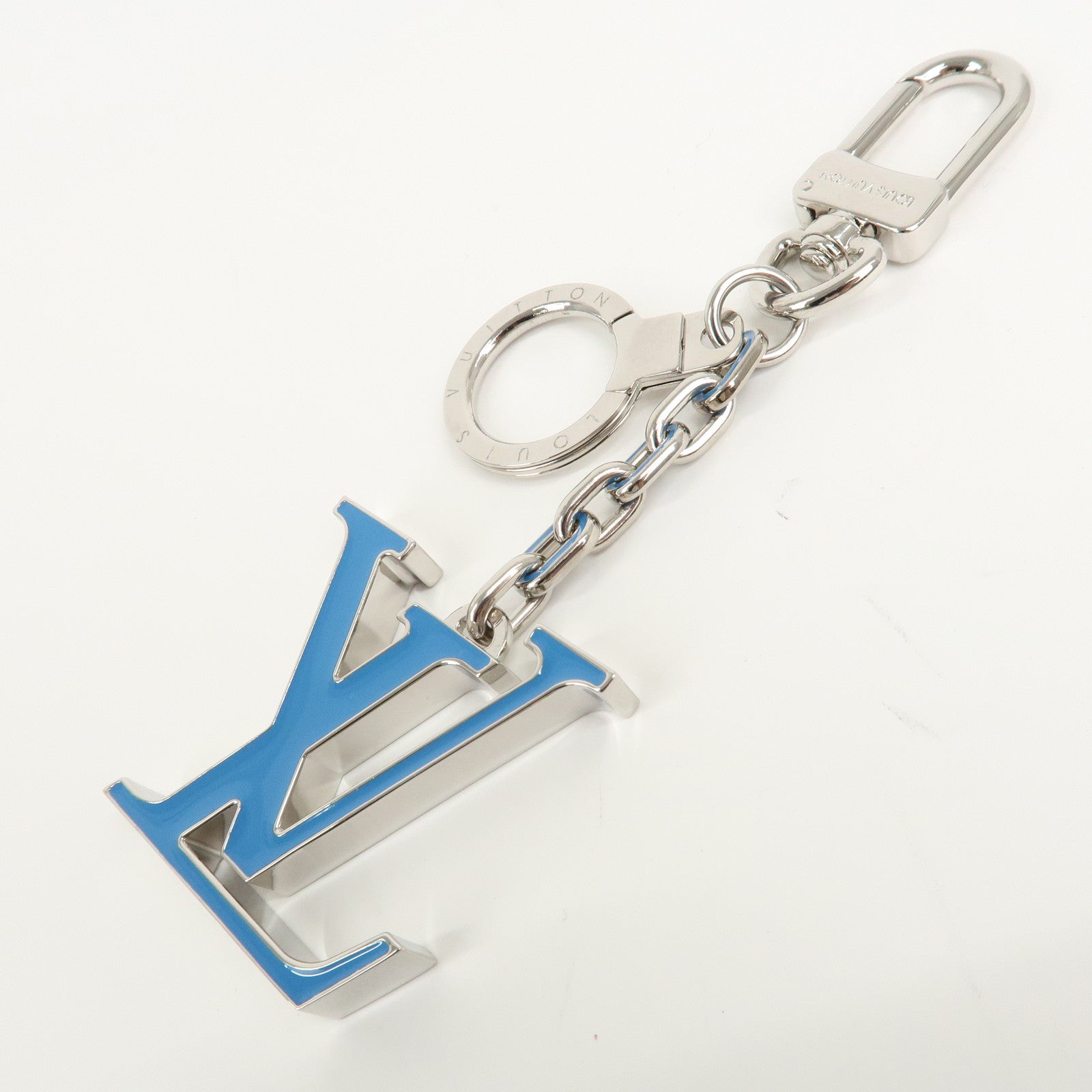 Louis Vuitton Porto Cles Neo LV Soft Key Chain Blue Silver M69303 Used