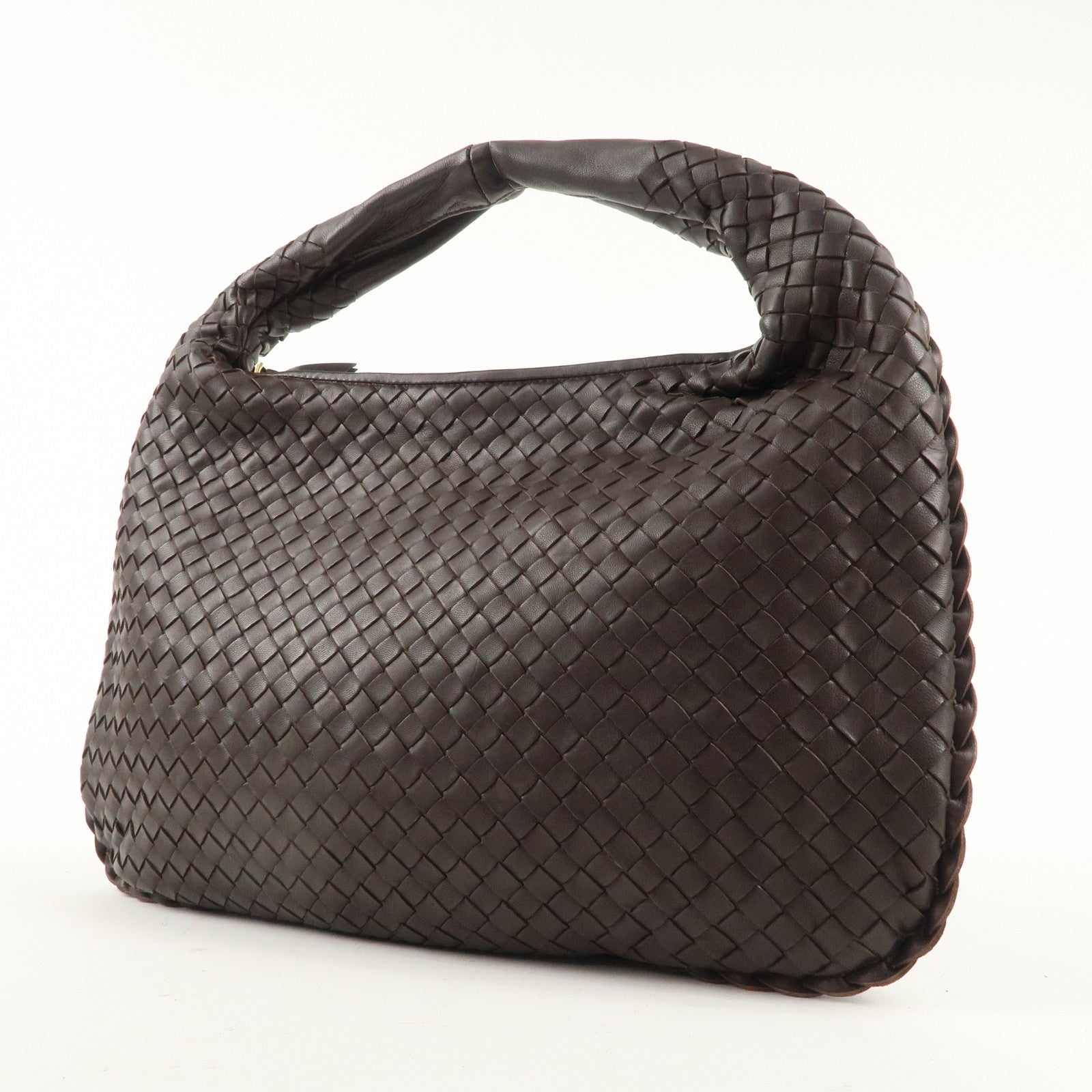 BOTTEGA VENETA Hobo Intrecciato Leather Shoulder Bag Brown 115653