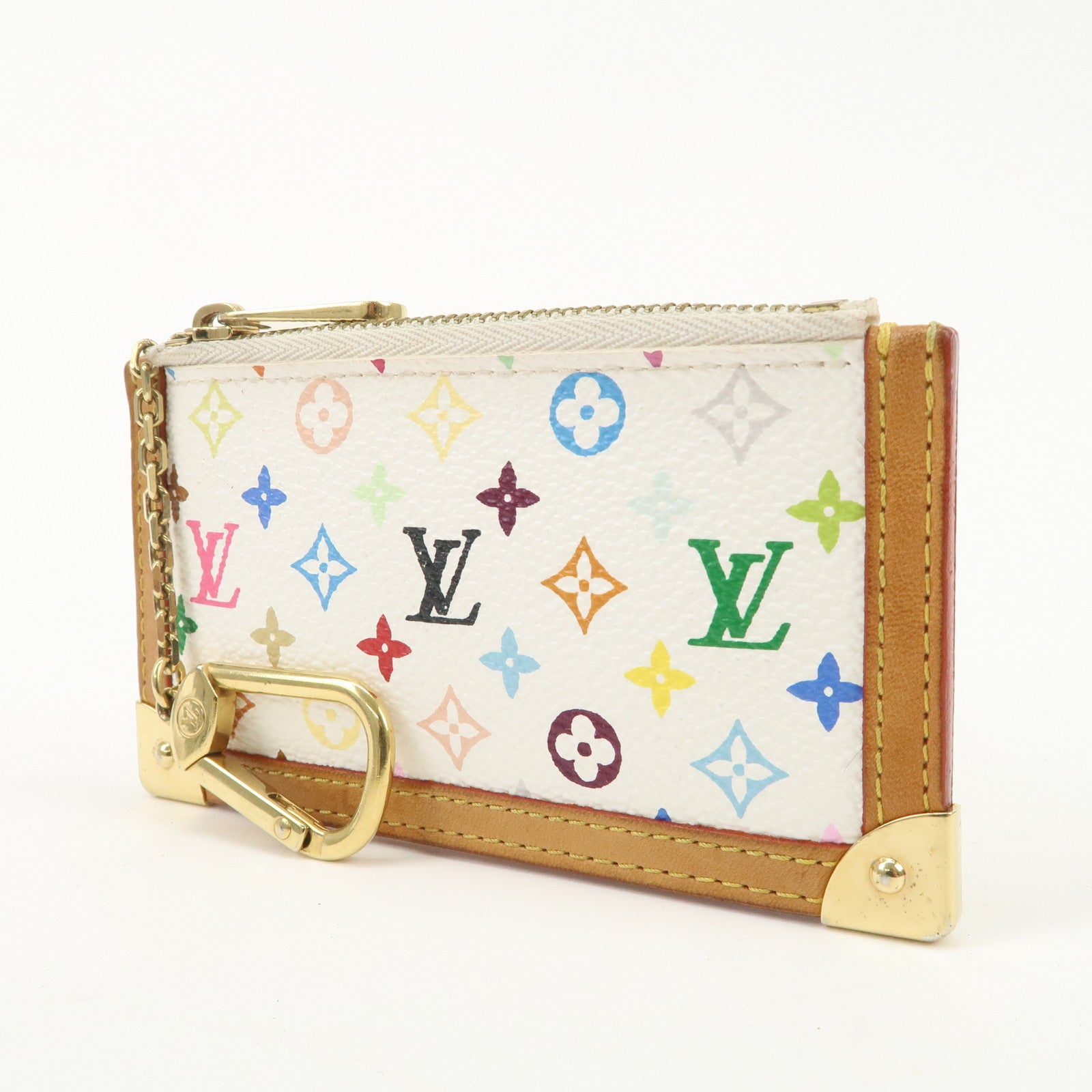 Louis Vuitton Monogram Multicolor Pochette Cles Blanc M92655