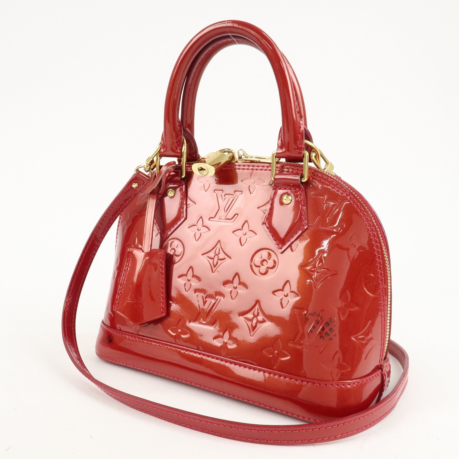 Louis Vuitton Monogram Vernis Alma BB 2Way Bag Red M91606 Used