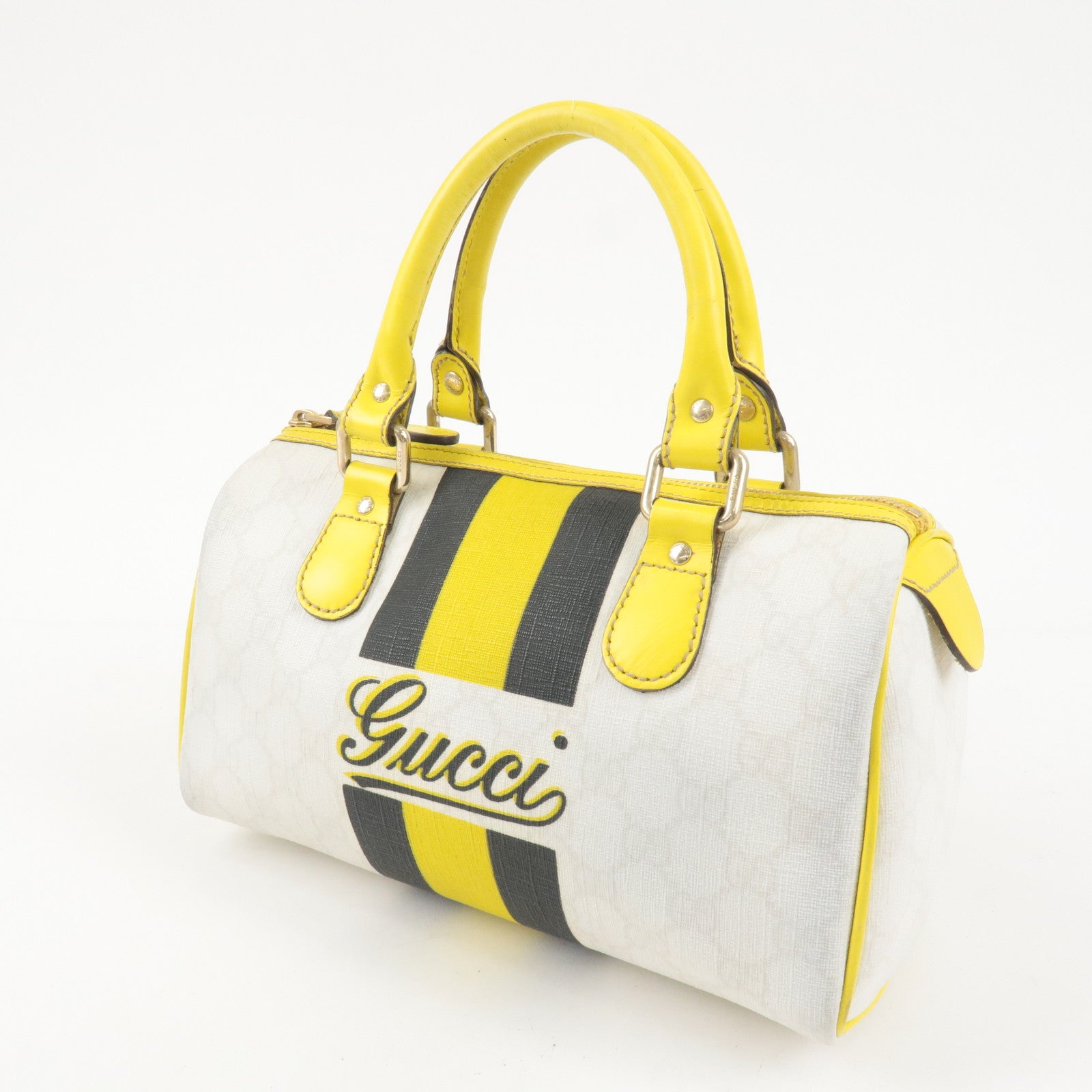 GUCCI Joyline GG Supreme Leather Mini Boston Bag Yellow 190257