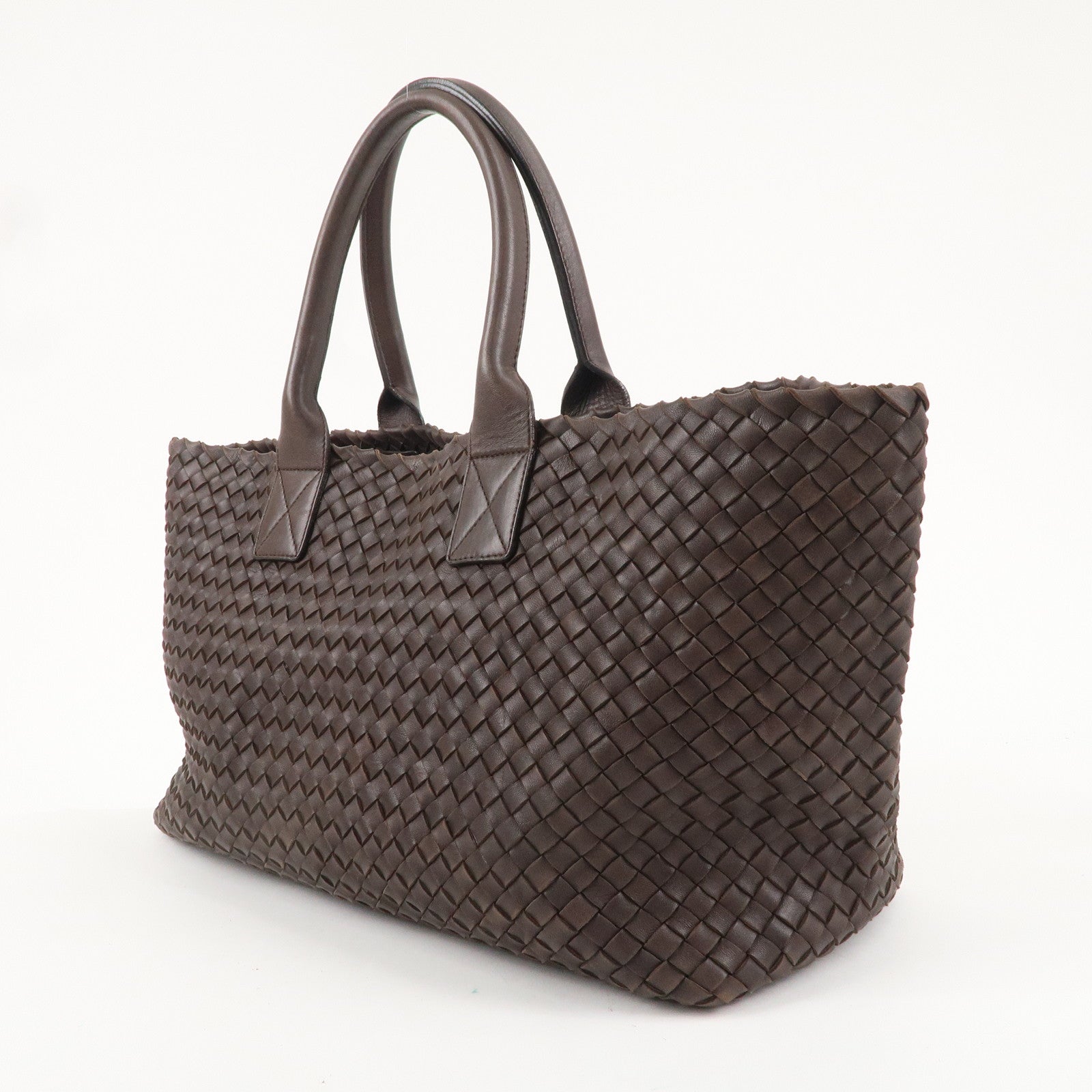 BOTTEGA VENETA Intrecciato Leather Cabas MM Tote Bag Brown 115664