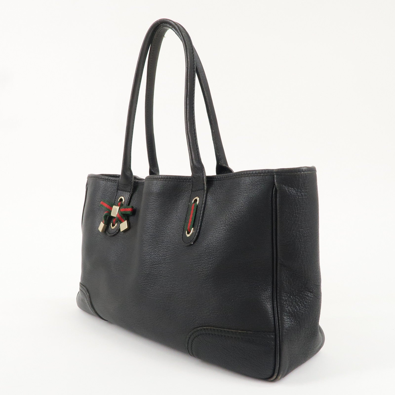 GUCCI Princy Sherry Leather Tote Bag Black 163805