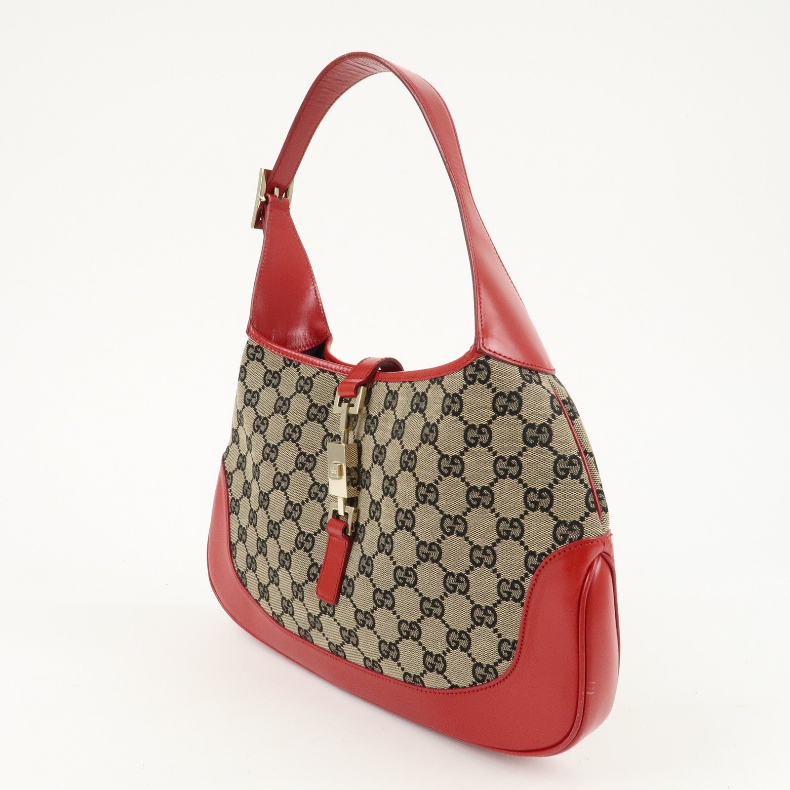 GUCCI Jackie GG Canvas Leather Shoulder Bag Hand Bag 001.3306 Used