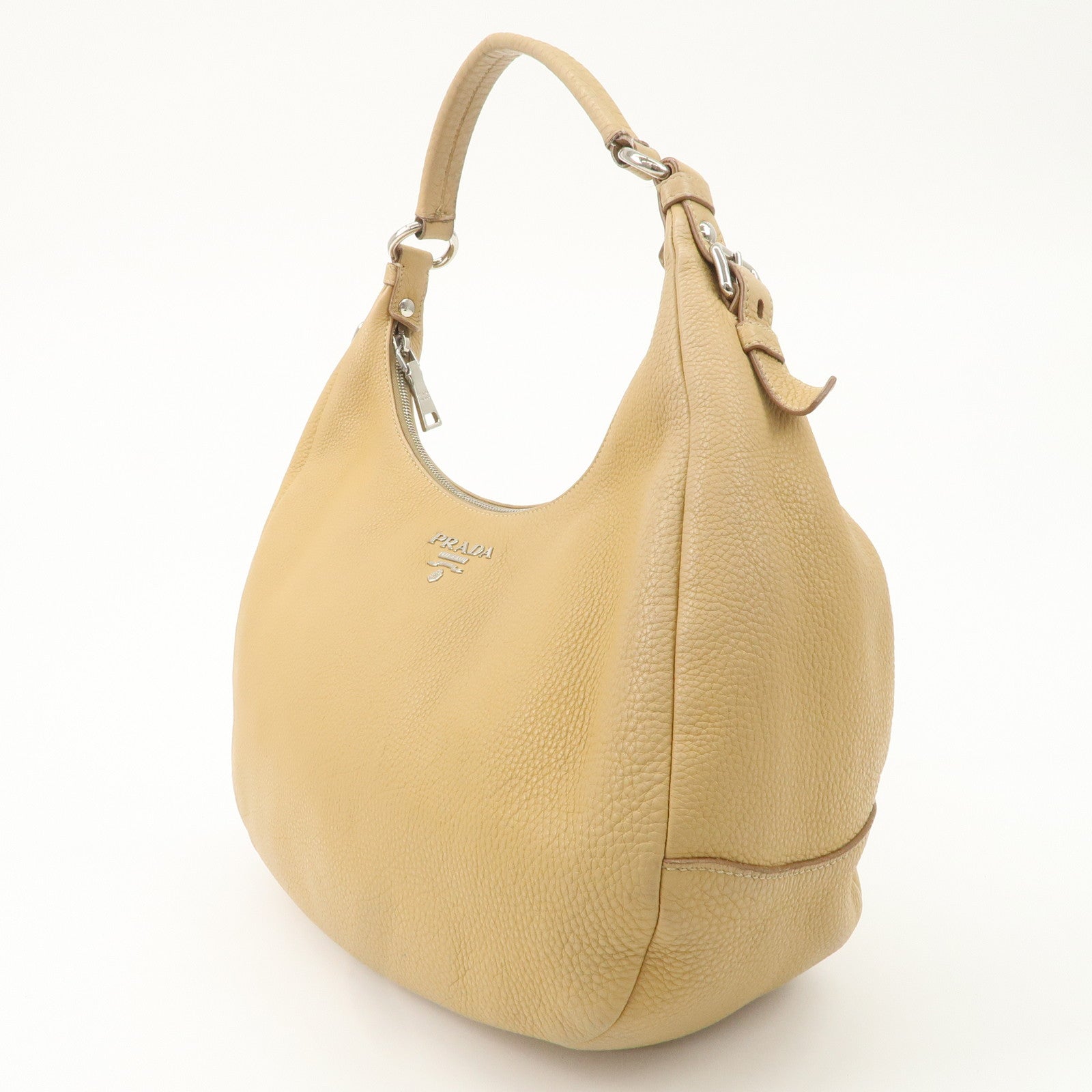 PRADA Leather Shoulder Bag Beige BR4311