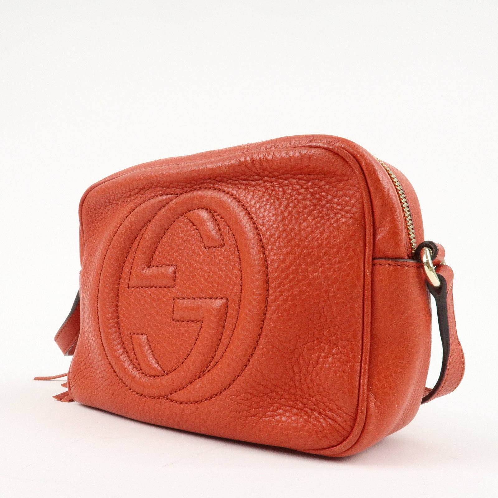 GUCCI SOHO Small Disco Leather Shoulder Bag Orange 308364