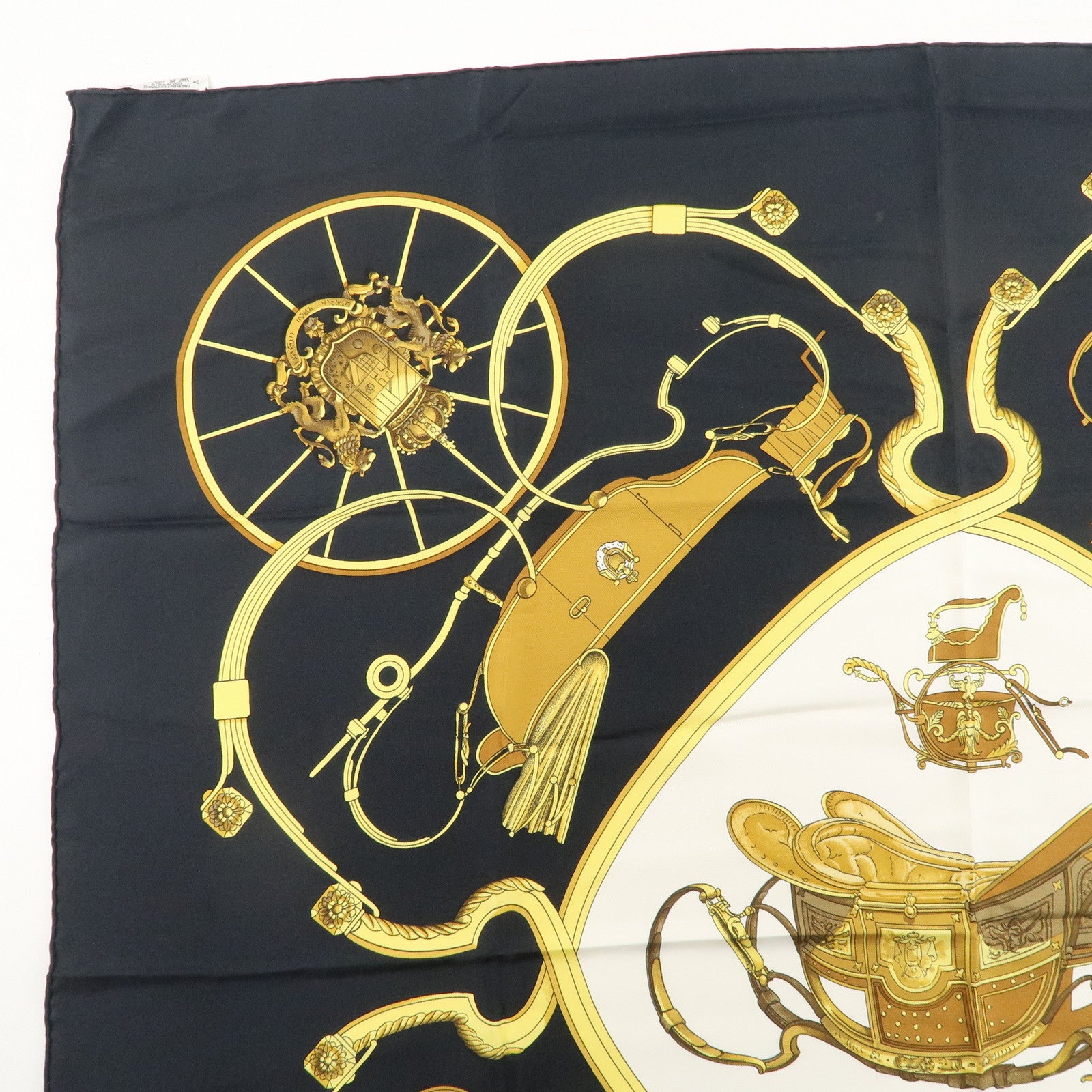 HERMES Carre90 100% Silk Scarf SPRINGS Carriage Pattern