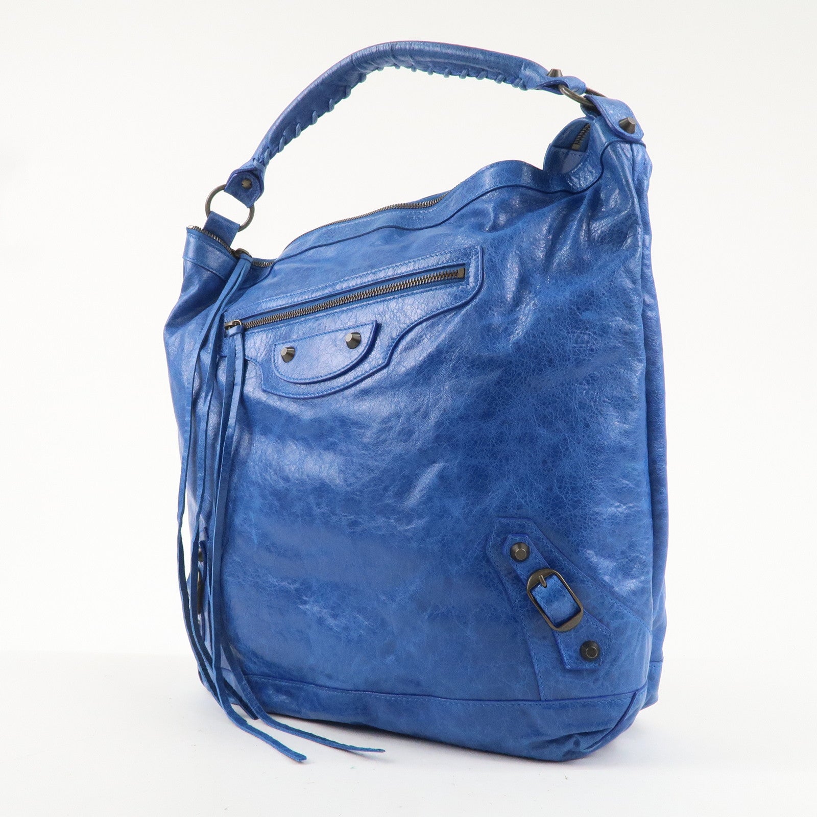 BALENCIAGA Editor
s The Day Leather Shoulder Bag Blue 140442