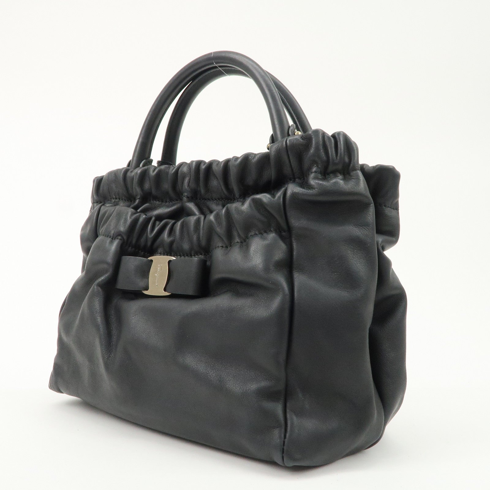 Salvatore Ferragamo Leather Hand Bag Black