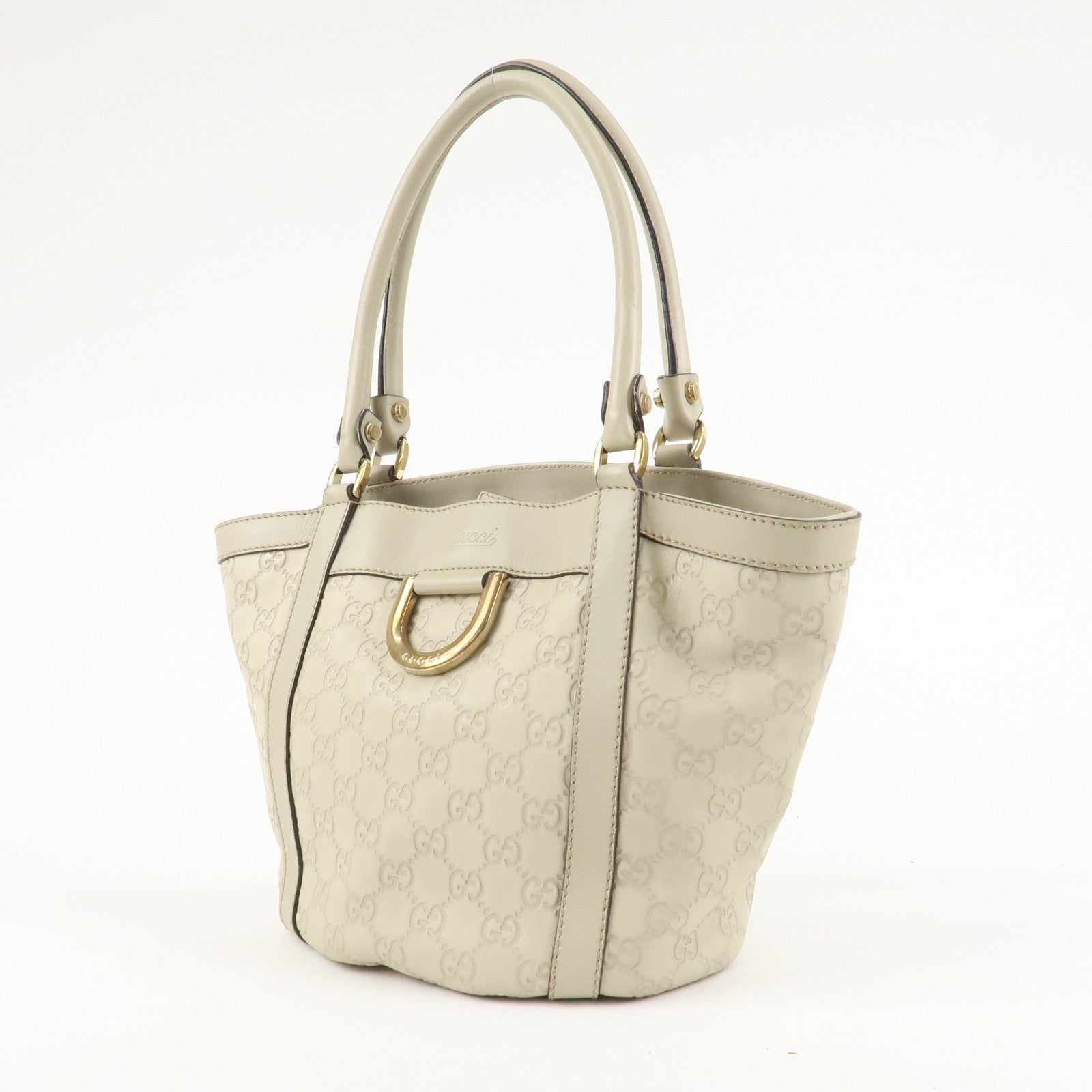 GUCCI Abbey GG Canvas Leather Shoulder Bag Ivory 211983 Used