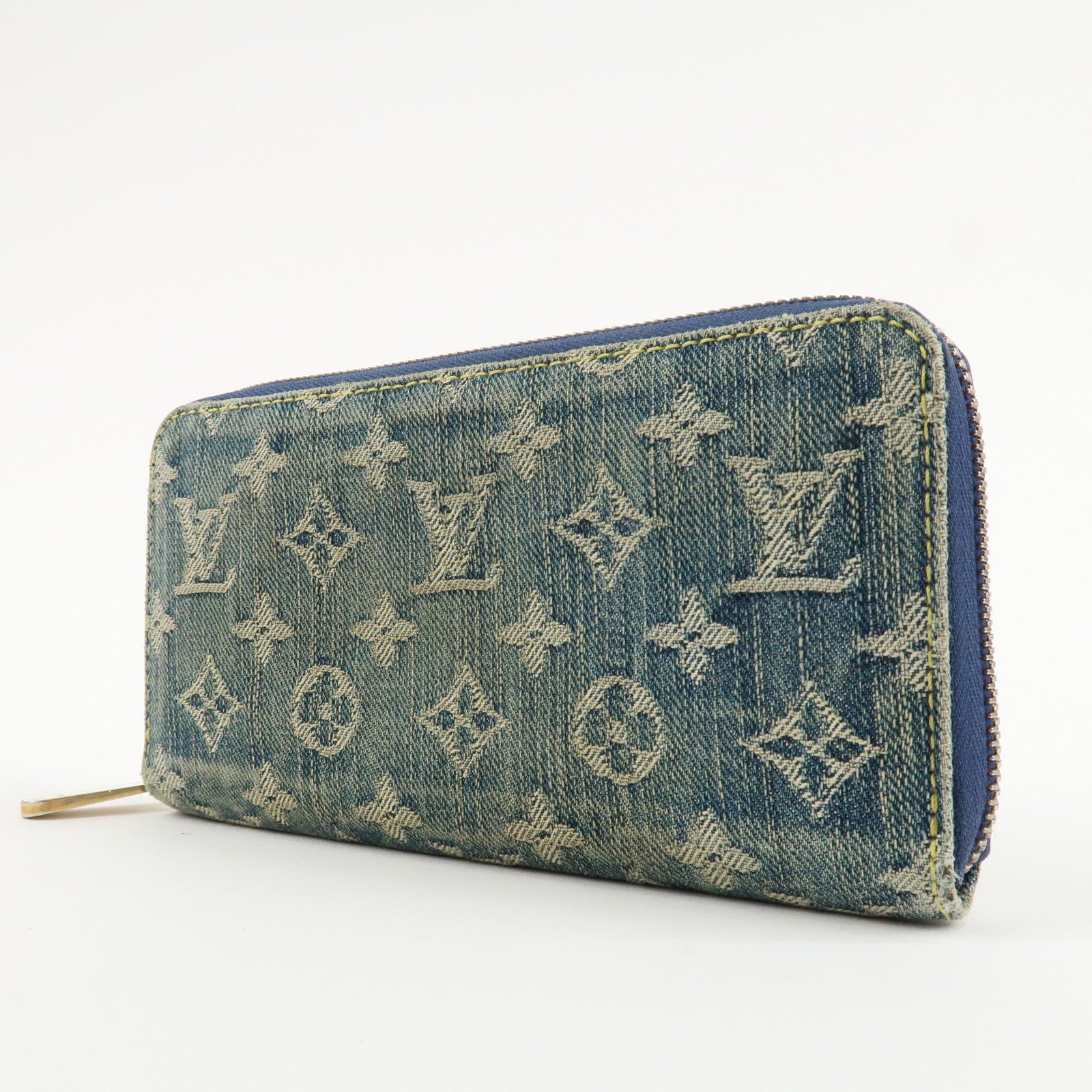 Louis Vuitton Monogram Denim Zippy Wallet Blue M95341 Used