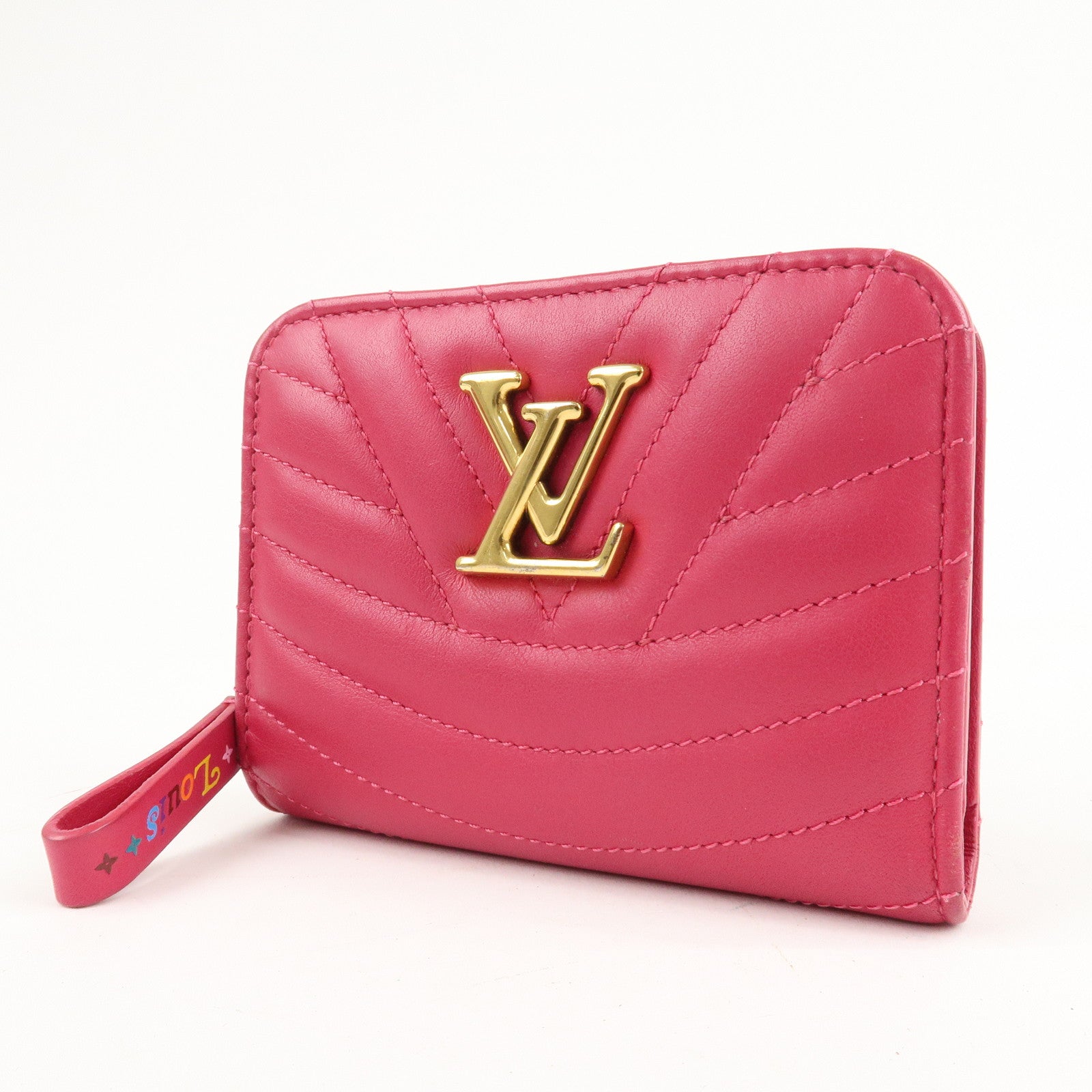 Louis Vuitton New Wave Leather Bi-Fold Compact Wallet Freesia Used