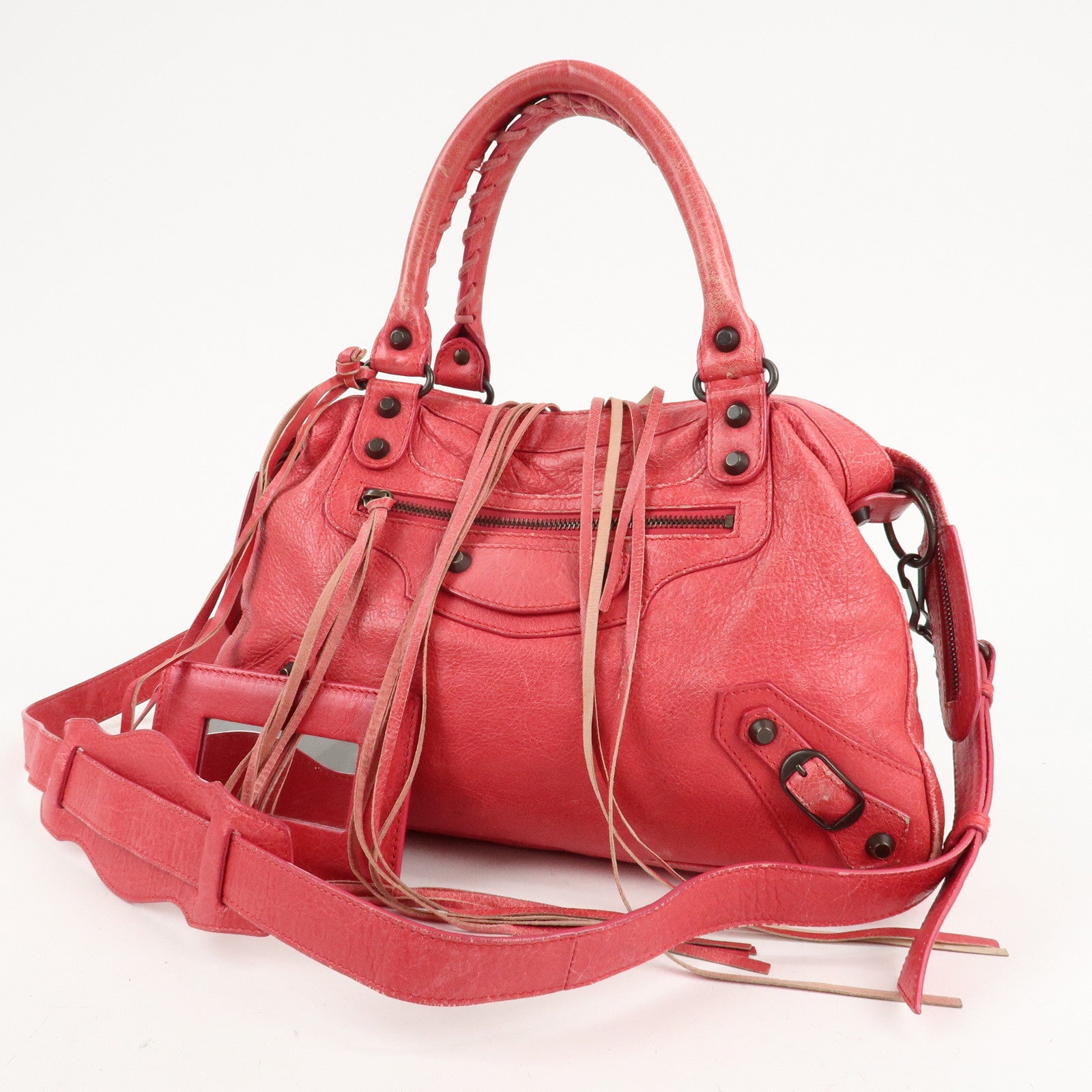 BALENCIAGA The Town Leather 2Way Hand Bag Red 240579