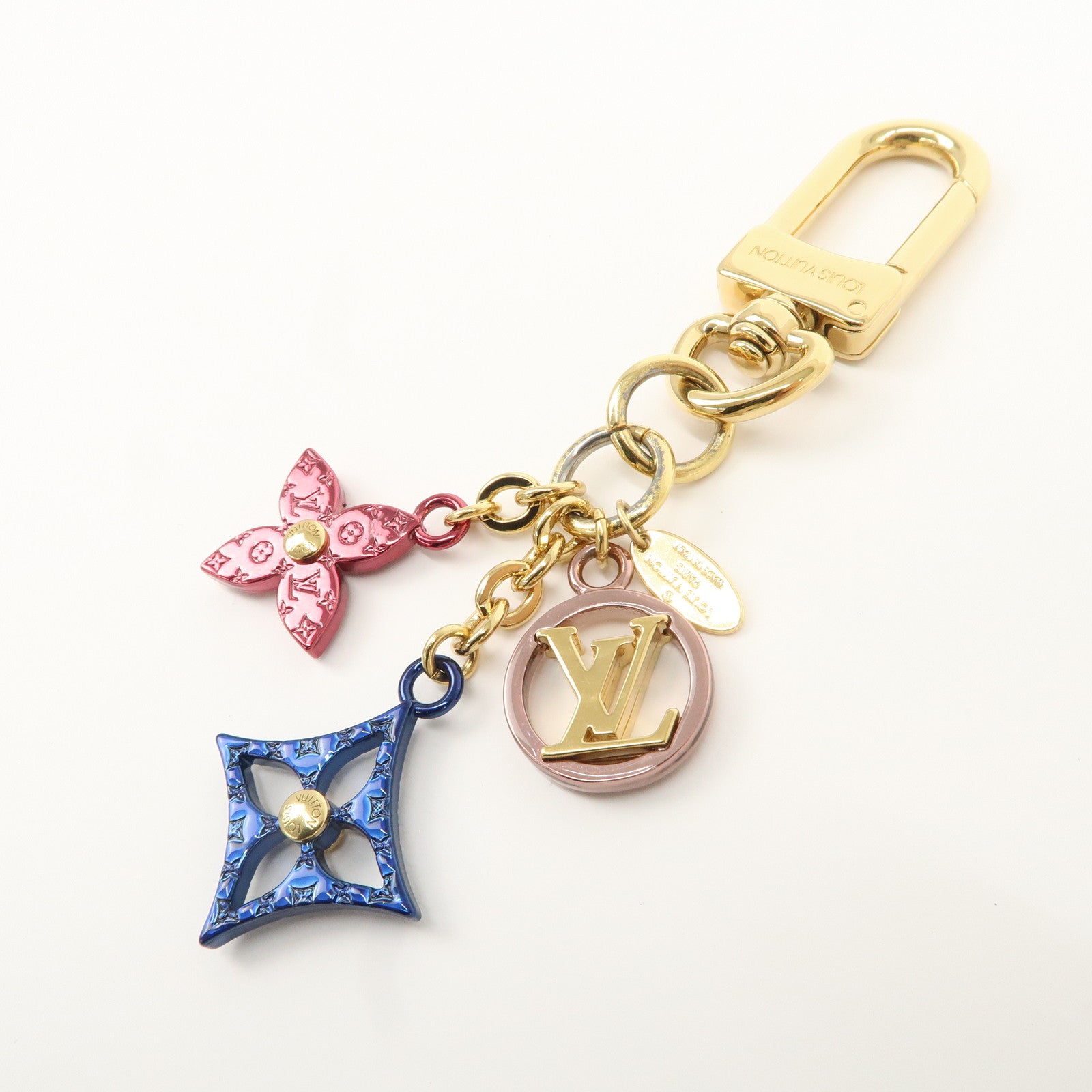 Louis Vuitton Porte Cles LV Nanogram Bag Charm Gold Pink M00560 Used