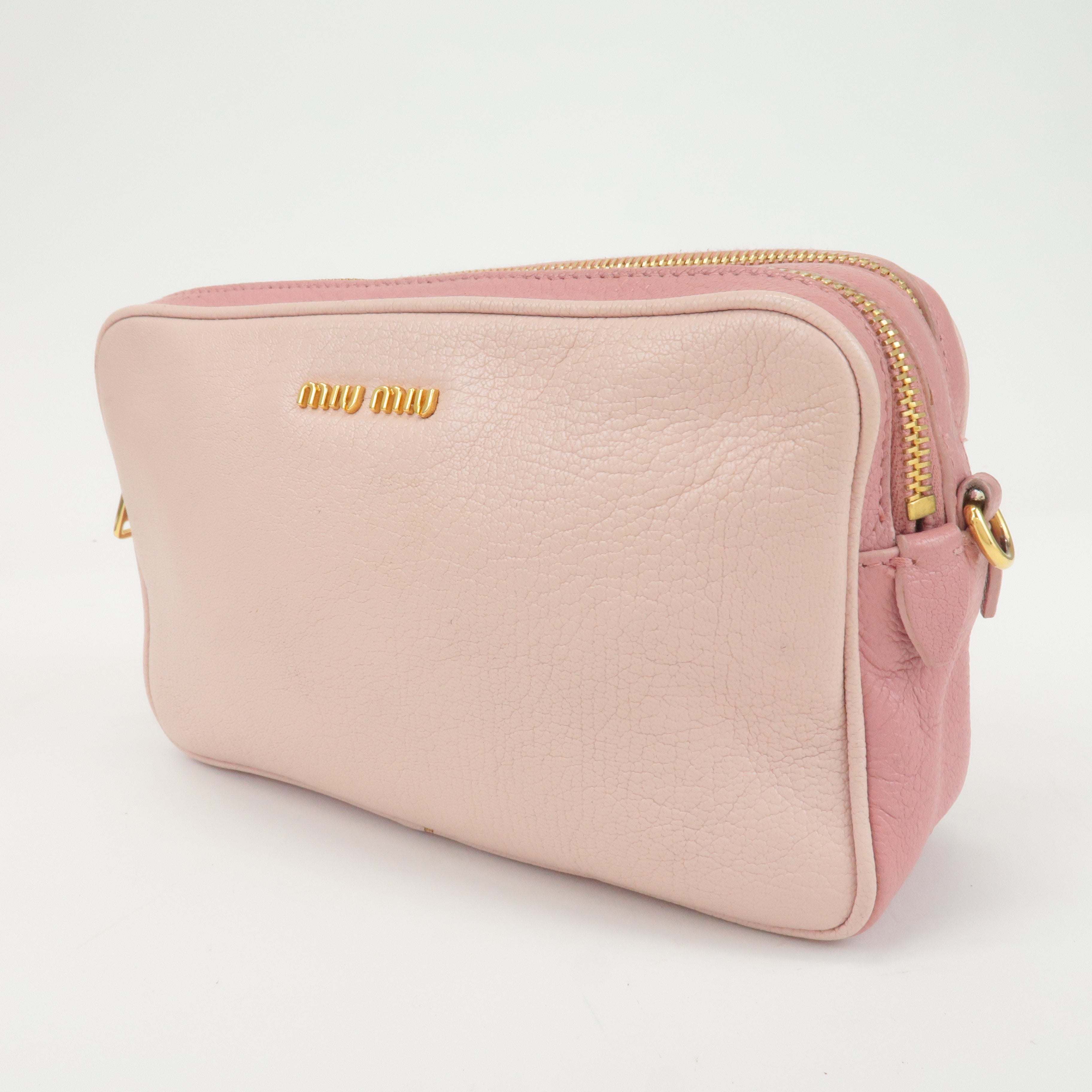 MIU MIU Leather Shoulder Bag Hand Bag Pink Light Pink Used