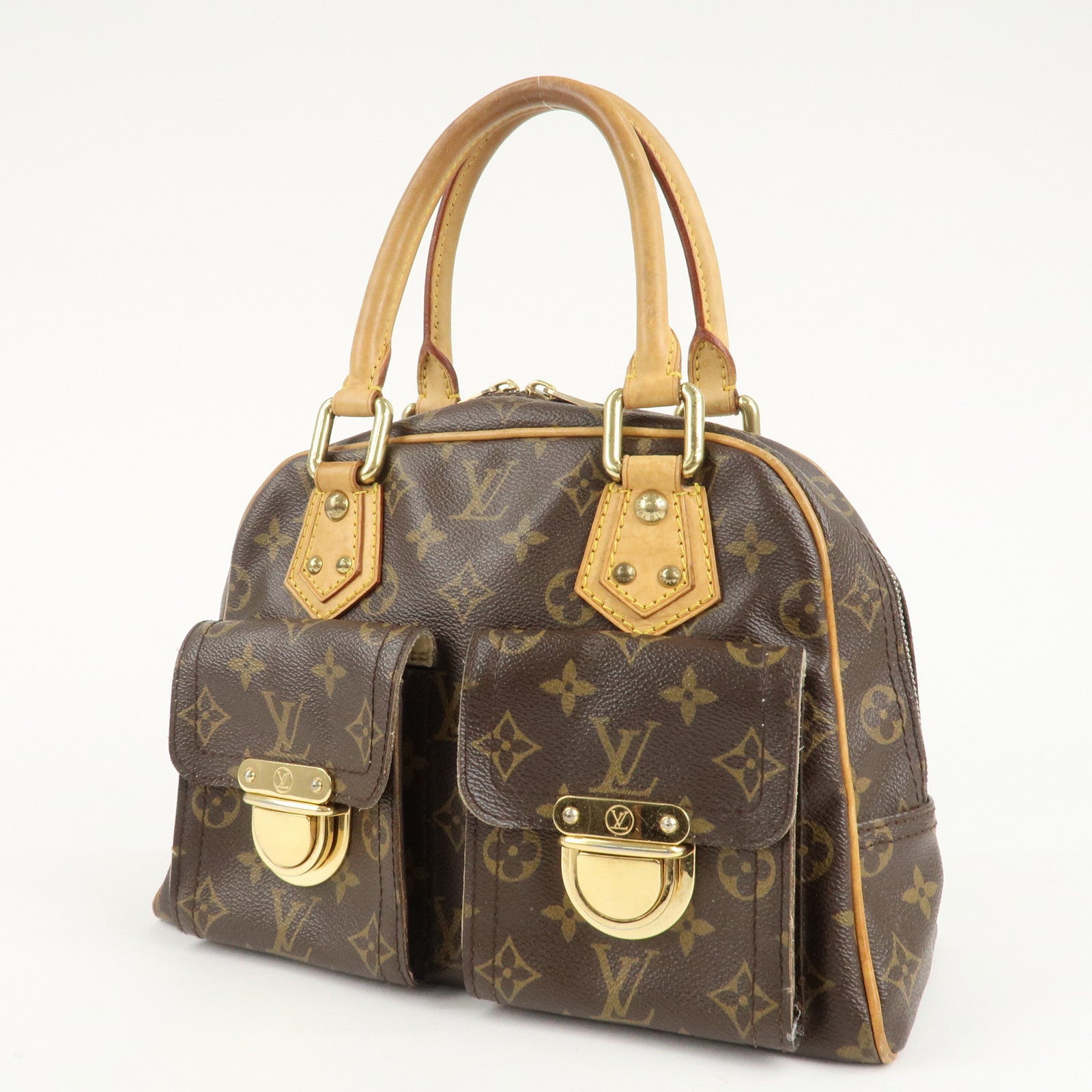 Louis Vuitton Monogram Manhattan PM Hand Bag Brown M40026 Used