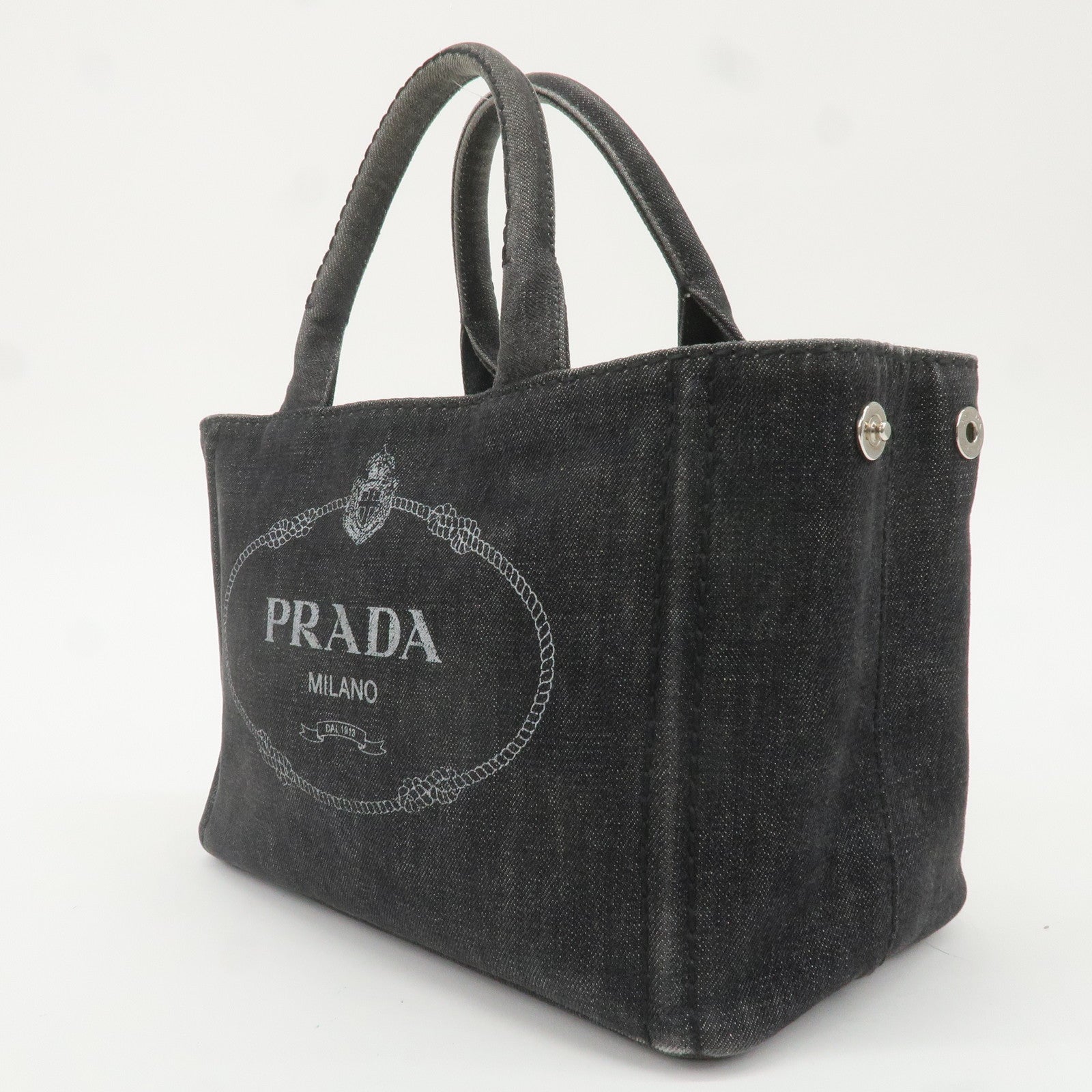 PRADA Canapa Mini Canvas 2Way Bag Tote Bag Black 1BG439