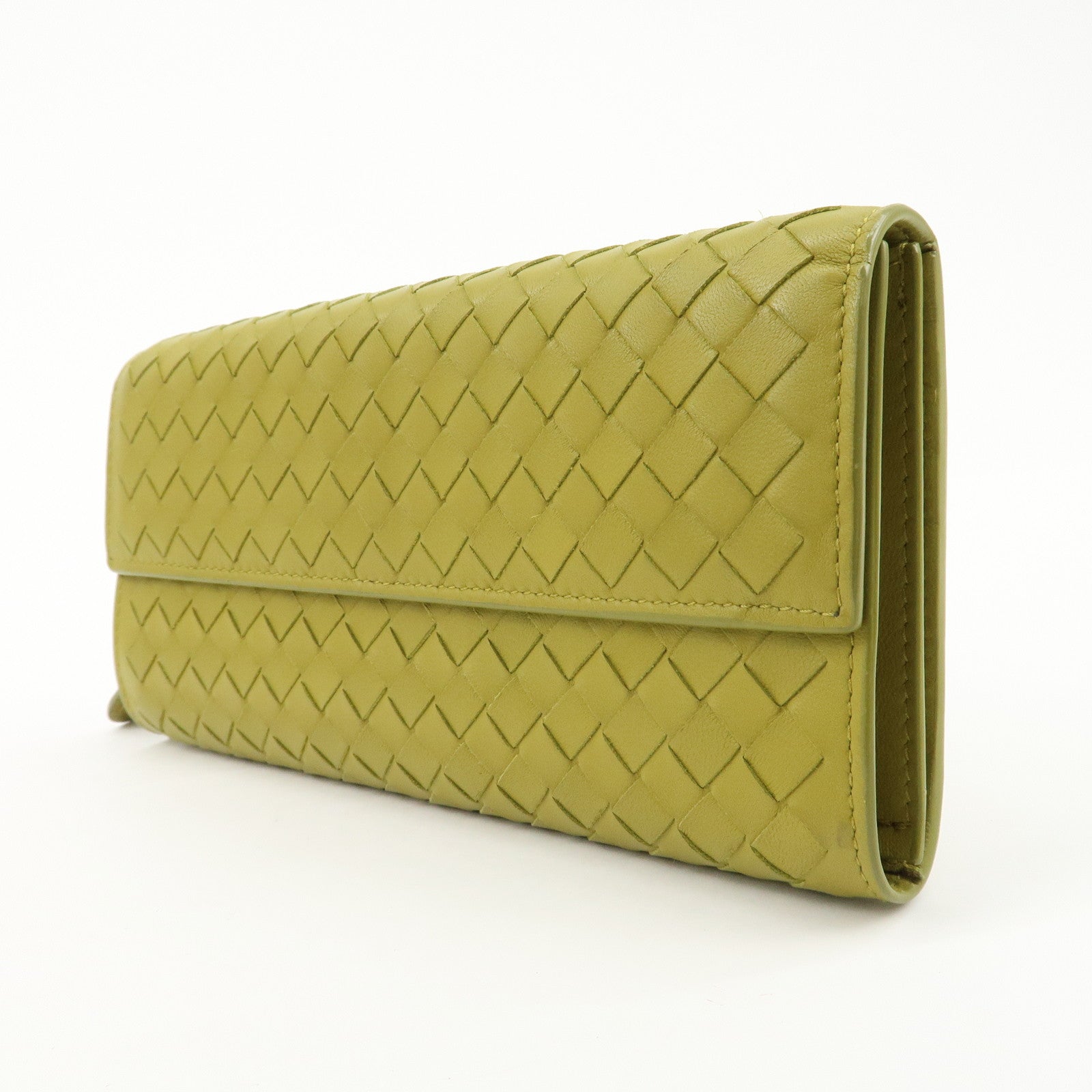 BOTTEGA VENETA Intrecciato Leather Bi-fold Long Wallet Yellow