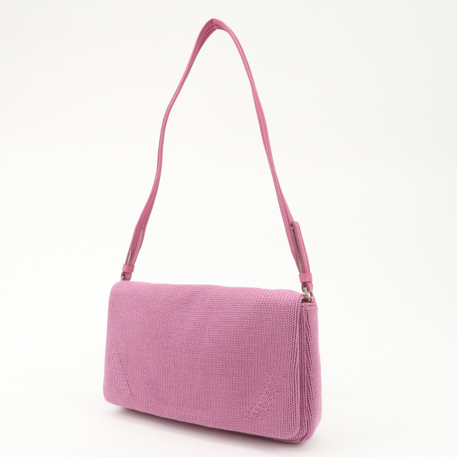 PRADA Wool Leather Shoulder Bag Lavender