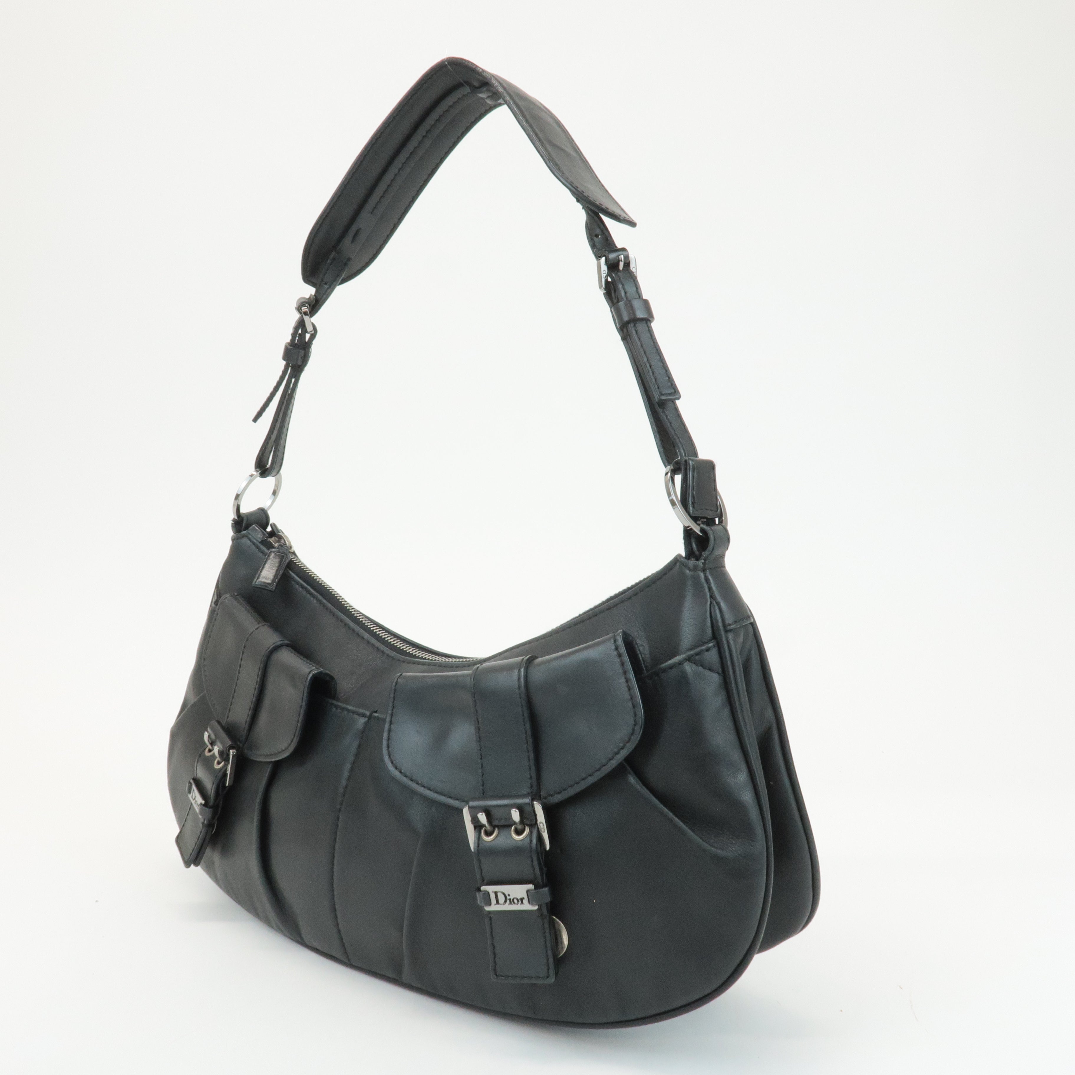 Christian Dior Leather One Shoulder Bag Hand Bag Black