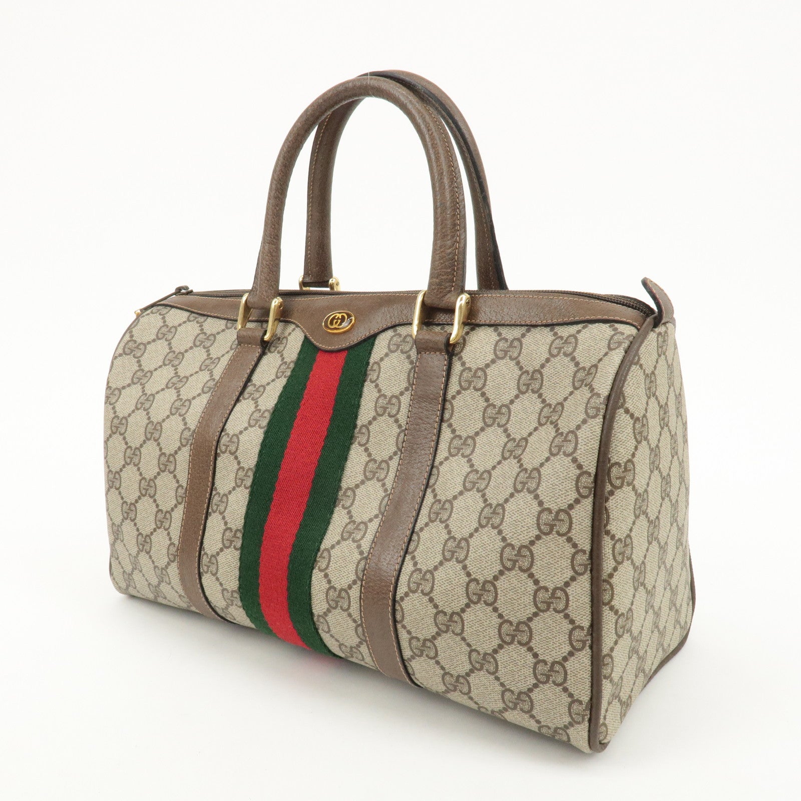 GUCCI Old Gucci Sherry GG Plus Leather Boston Bag 58.02.007 Used