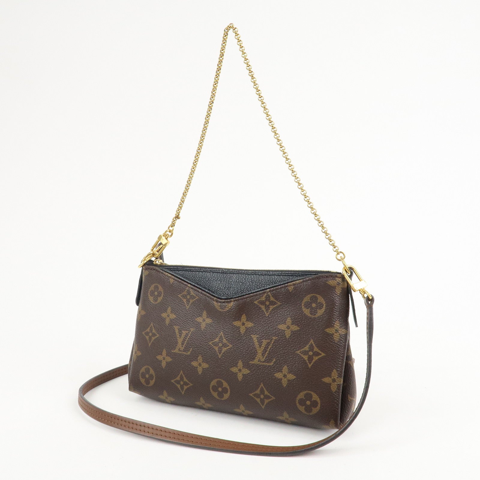 Louis Vuitton Monogram Pallas Clutch 2 Way Bag Noir M41639 Used